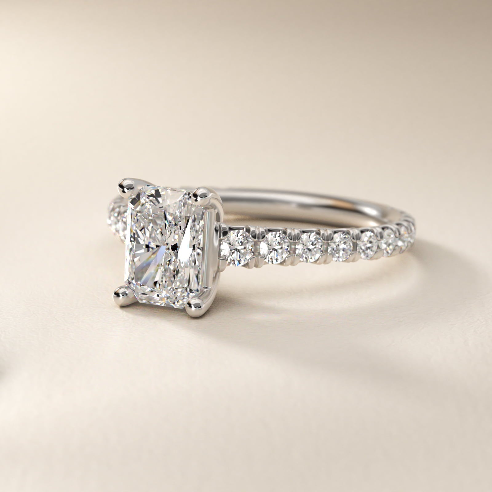 The Gallery Collection™ Cathedral PavŽ Diamond Engagement Ring in 14k White Gold (5/8 ct. tw.) - Radiant Center