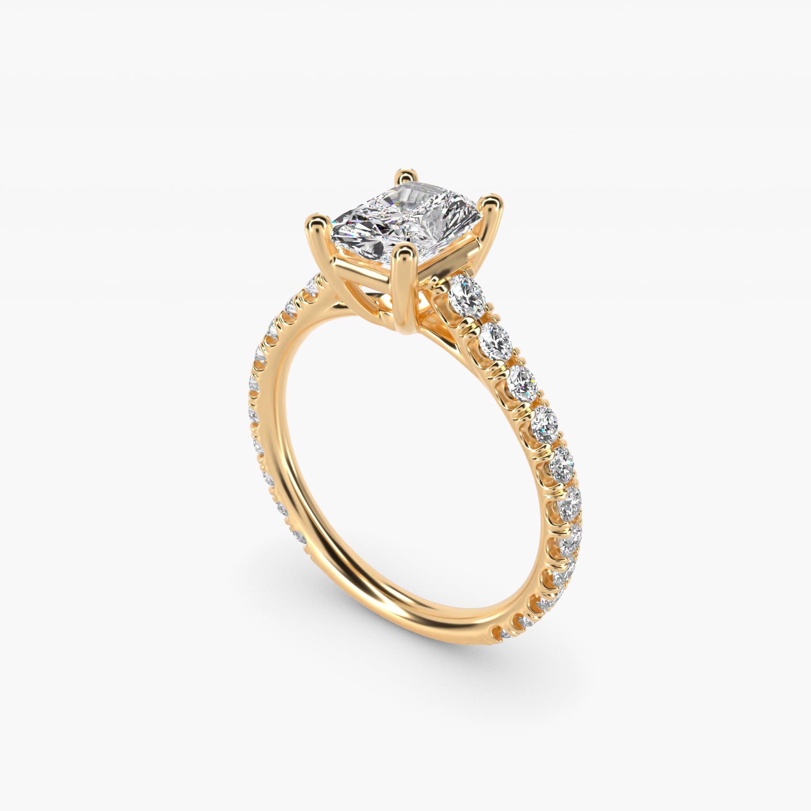 The Gallery Collection™ Cathedral PavŽ Diamond Engagement Ring in 14K Yellow Gold (5/8 ct. tw.) - Radiant Center