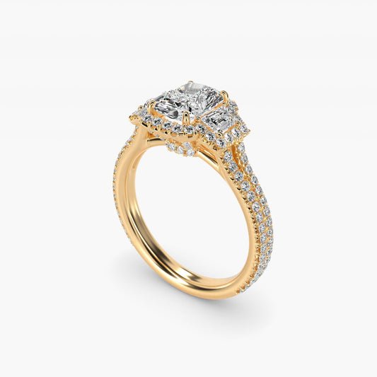 The Gallery Collection? Cathedral Pav? Diamond Engagement Ring in 18k Yellow Gold (5/8 ct. tw.) - Radiant Center