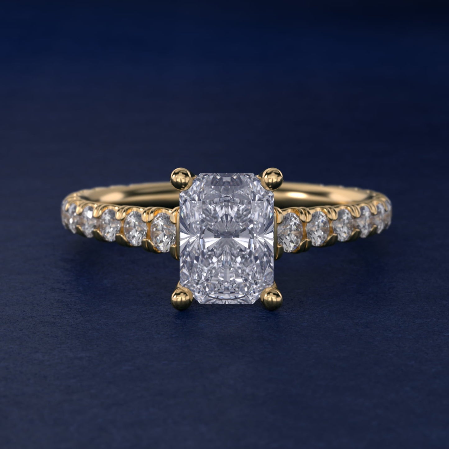 The Gallery Collection? Cathedral Pav? Diamond Engagement Ring in 18k Yellow Gold (5/8 ct. tw.) - Radiant Center