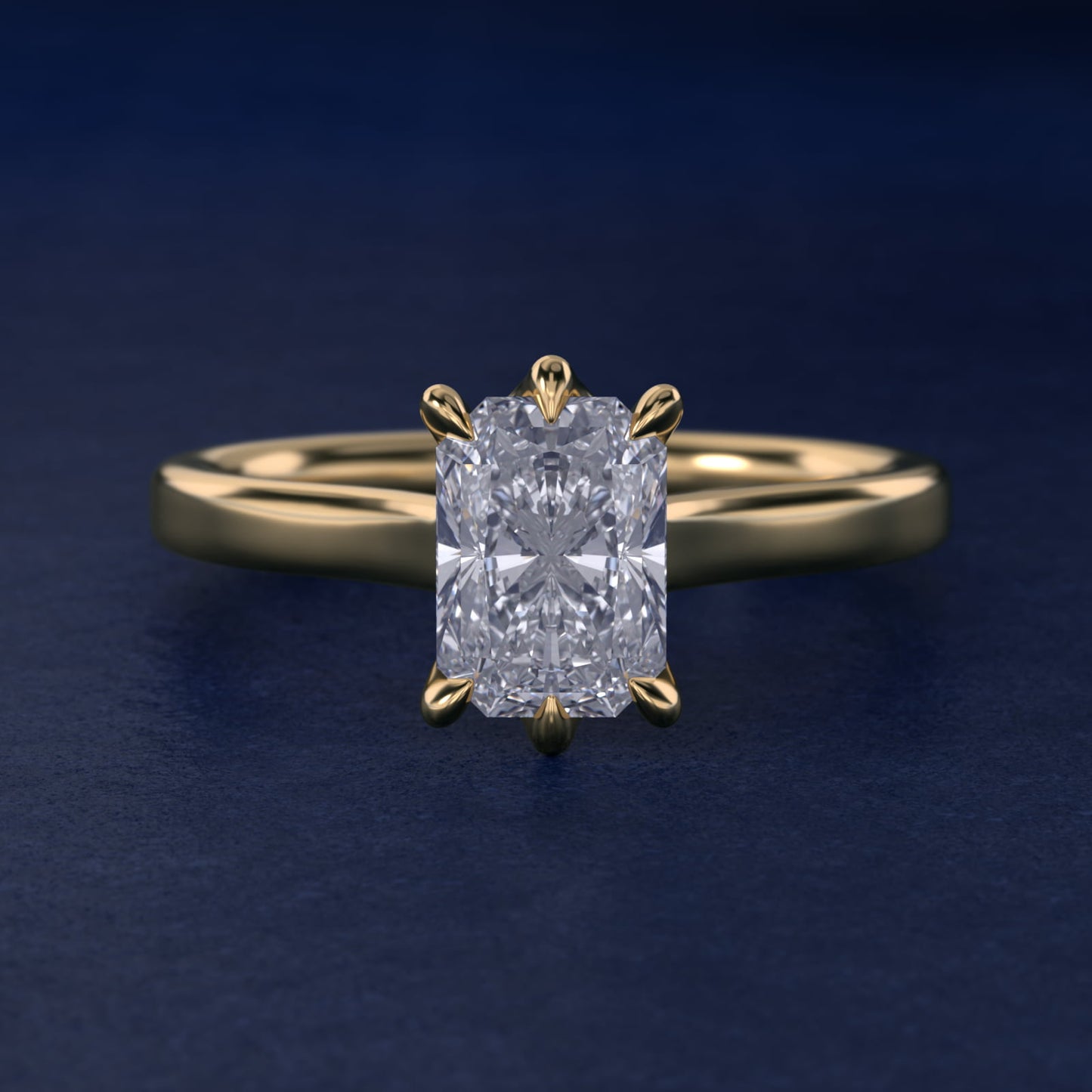 The Gallery Collection Six-Prong Trellis Solitaire Diamond Engagement Ring in 18k Yellow Gold - Radiant Center