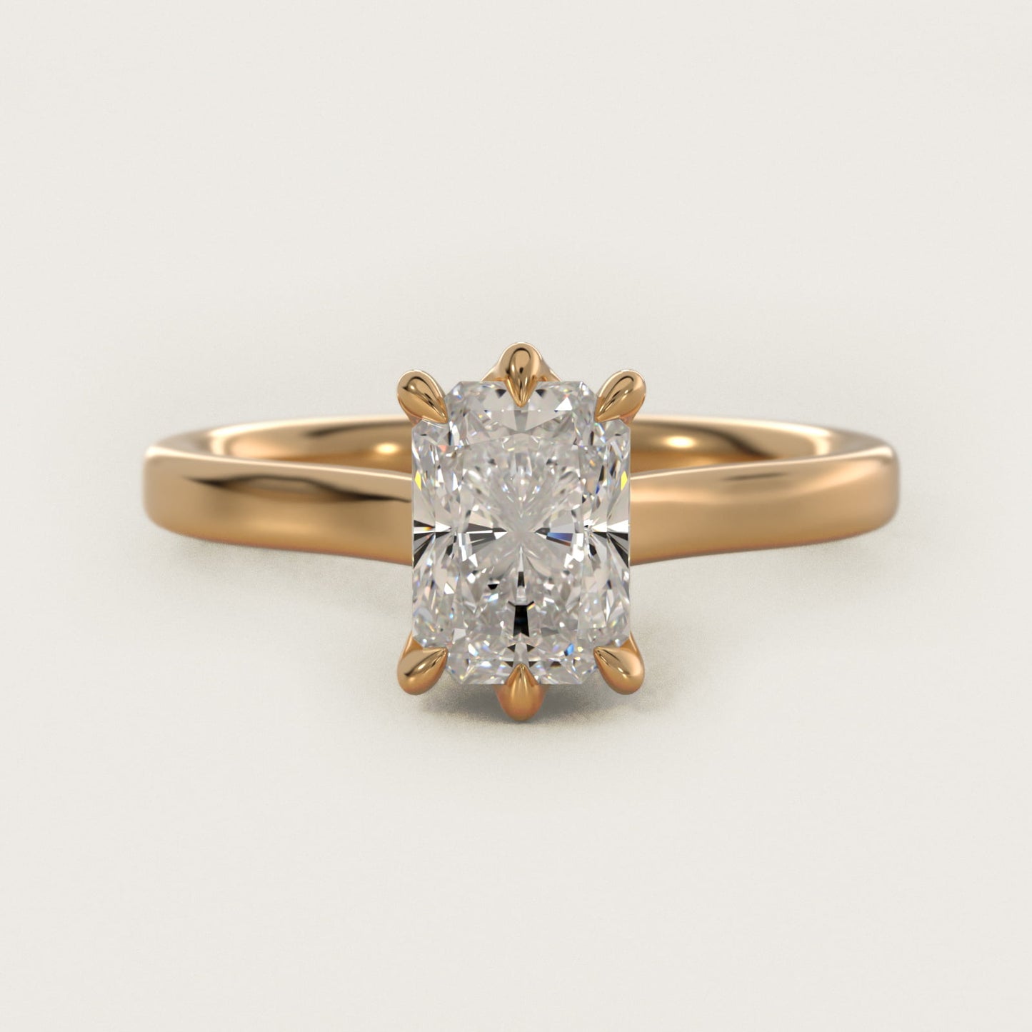 The Gallery Collection Six-Prong Trellis Solitaire Diamond Engagement Ring in 14K Yellow Gold - Radiant Center