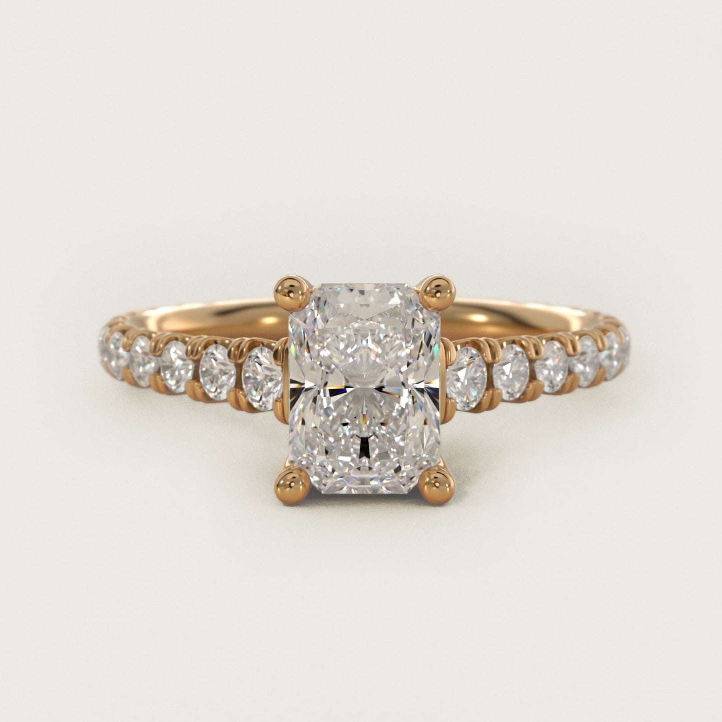 The Gallery Collection™ Cathedral PavŽ Diamond Engagement Ring in 14K Yellow Gold (5/8 ct. tw.) - Radiant Center
