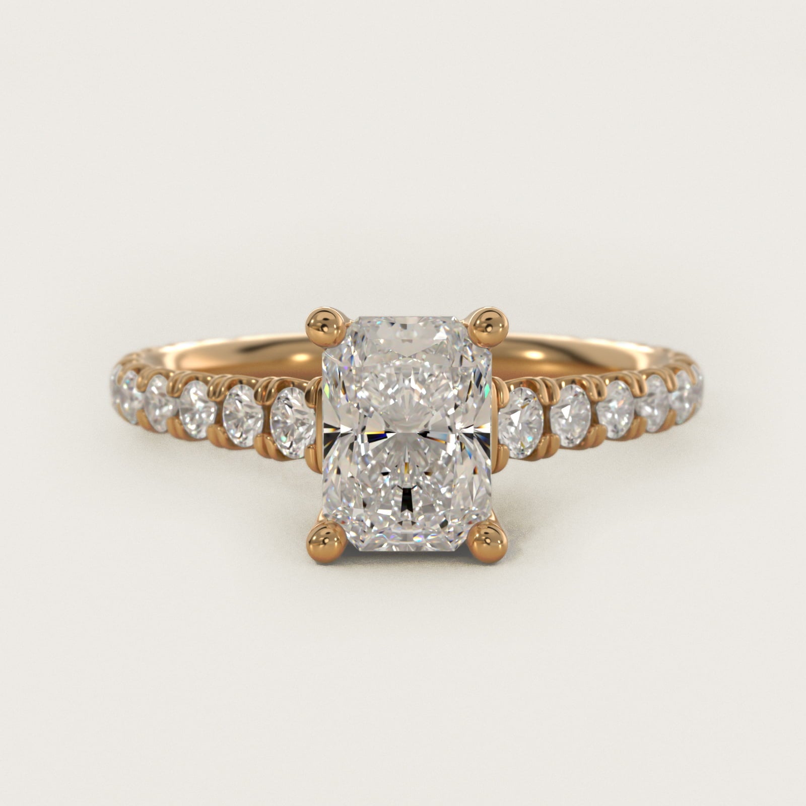 The Gallery Collection™ Cathedral PavŽ Diamond Engagement Ring in 14K Yellow Gold (5/8 ct. tw.) - Radiant Center