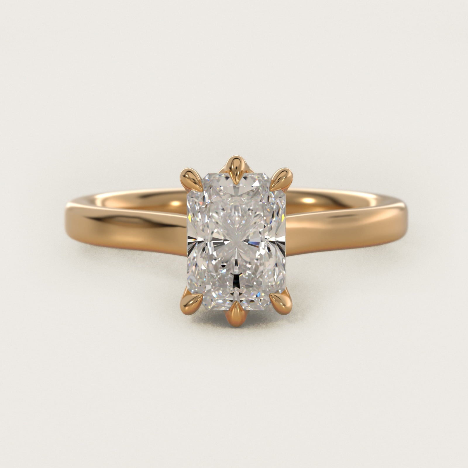 The Gallery Collection Six-Prong Trellis Solitaire Diamond Engagement Ring in 18k Yellow Gold - Radiant Center