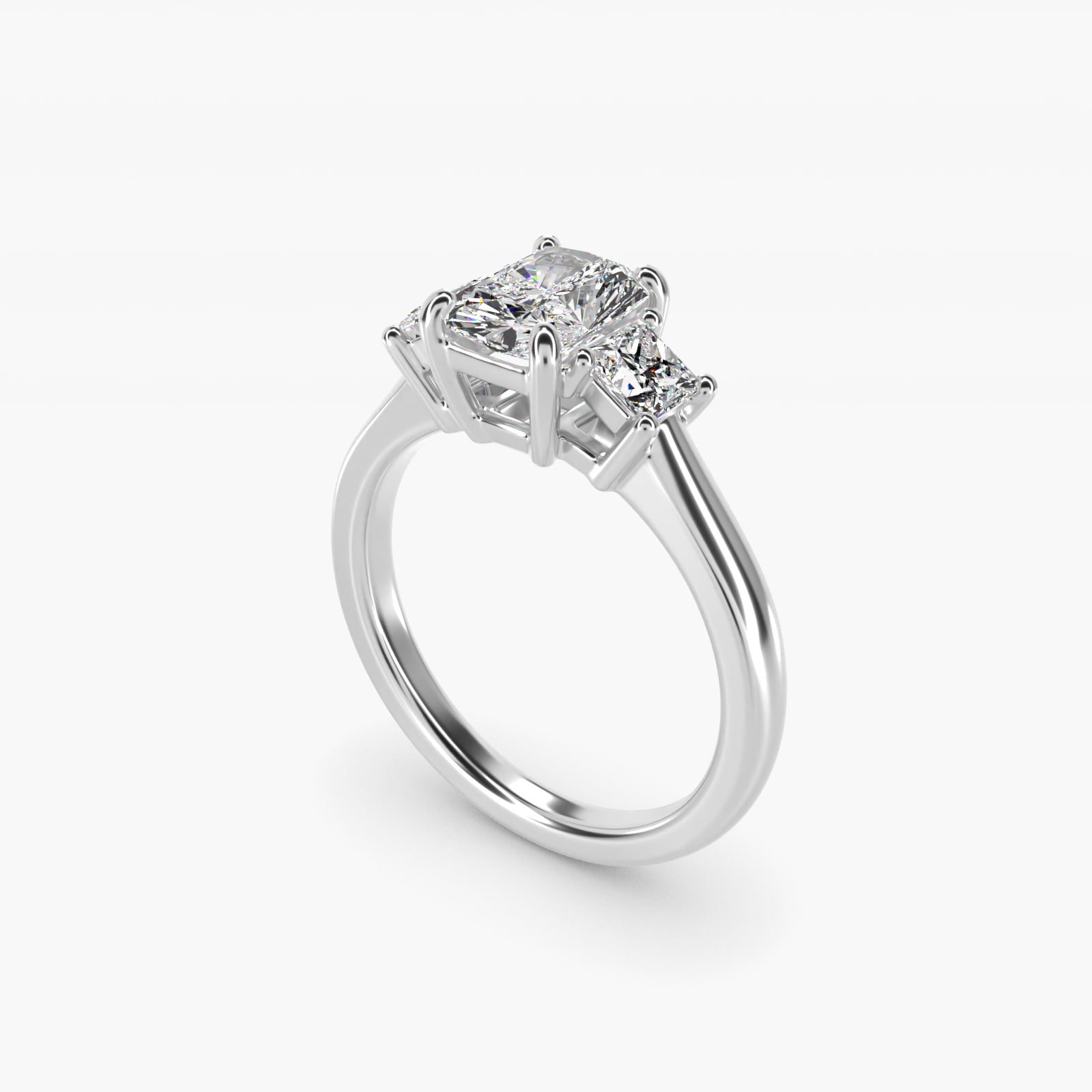 The Gallery Collectionª Princess-Cut Three-Stone Diamond Engagement Ring in Platinum (3/8 ct. tw.) - Radiant Center