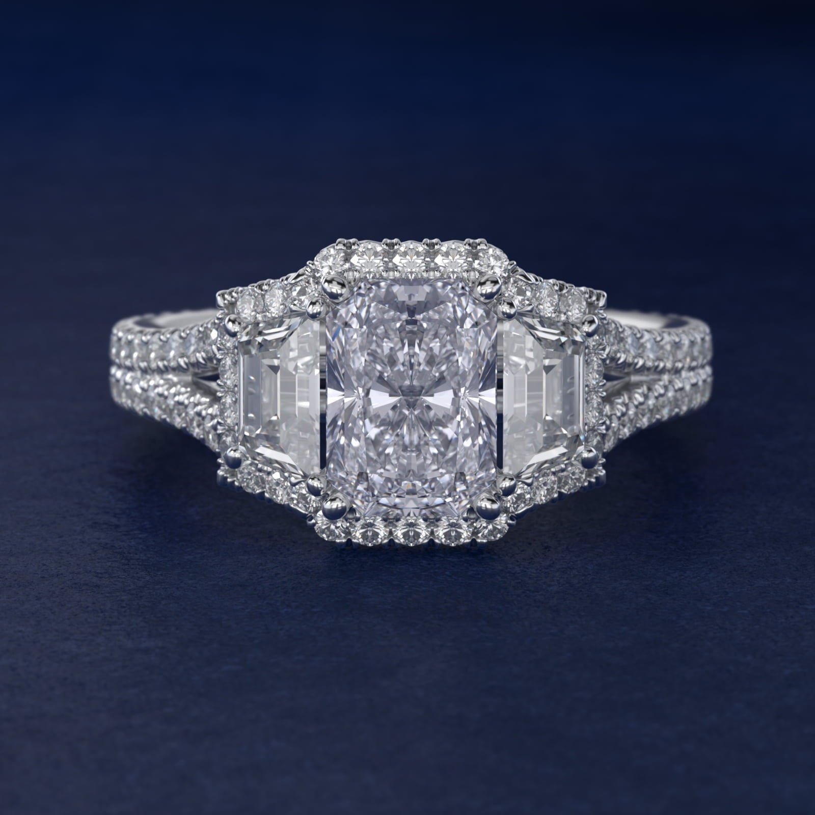 The Gallery Collection? Floating Diamond Engagement Ring in Platinum (1/3 ct. tw.) - Radiant Center