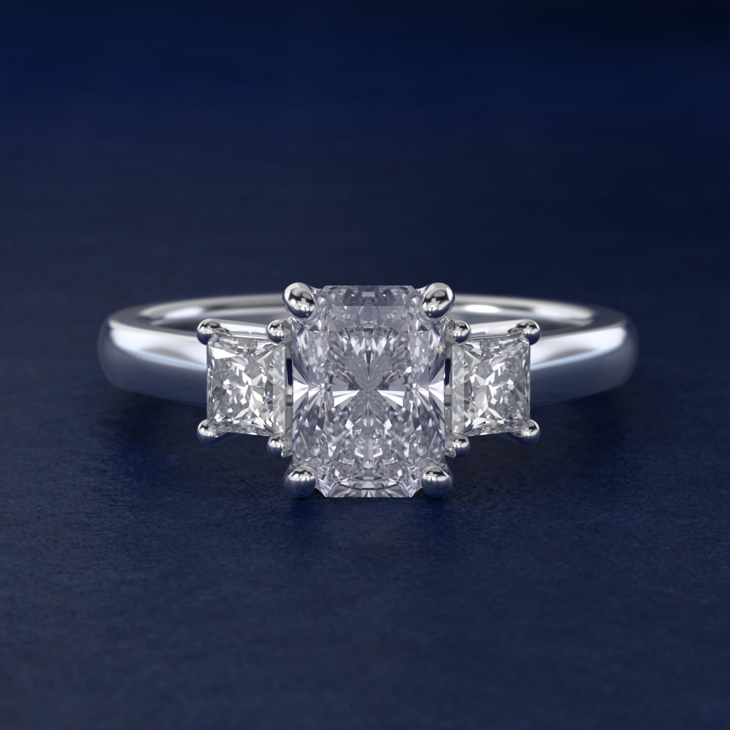 The Gallery Collectionª Princess-Cut Three-Stone Diamond Engagement Ring in Platinum (3/8 ct. tw.) - Radiant Center