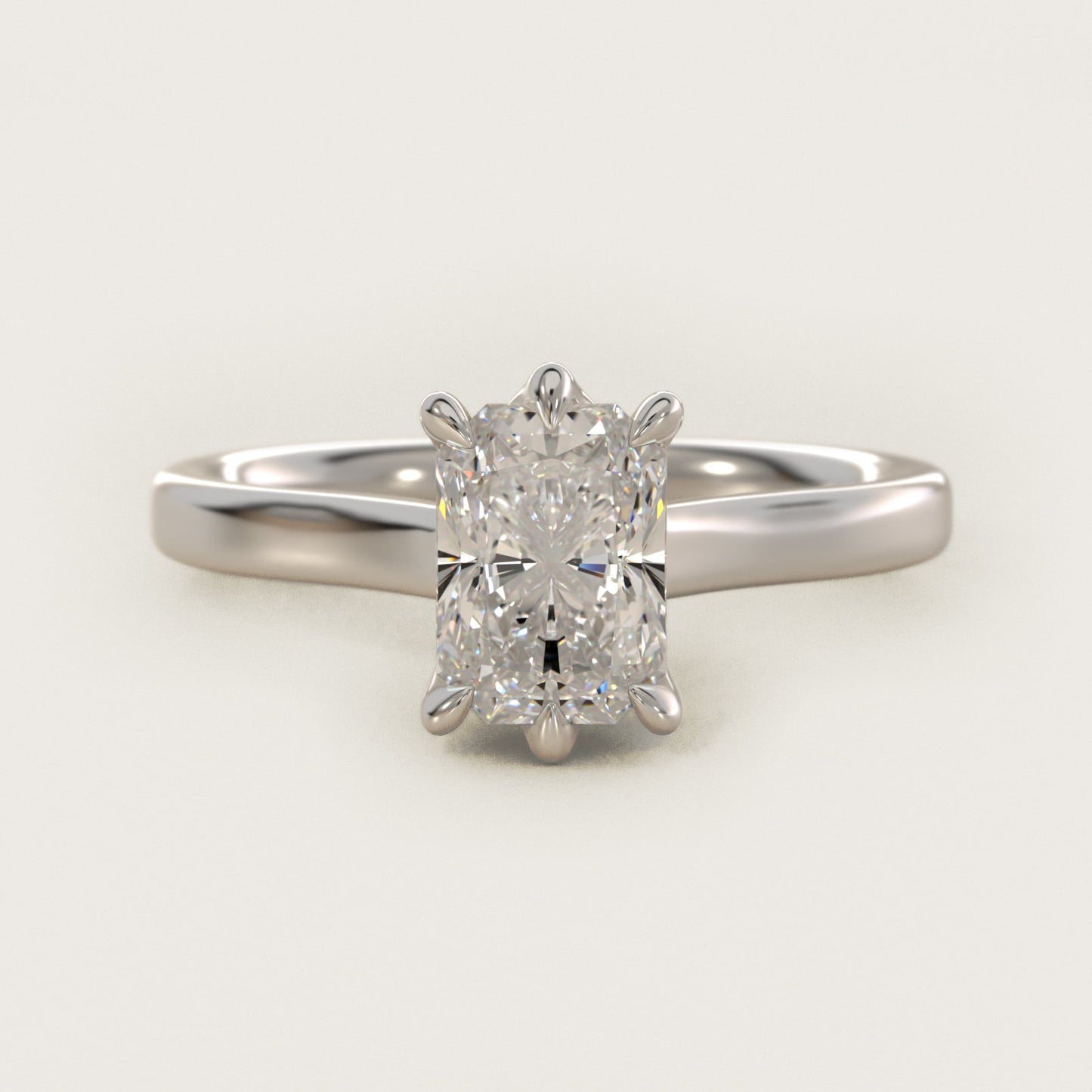 The Gallery Collection Six-Prong Trellis Solitaire Diamond Engagement Ring in Platinum - Radiant Center