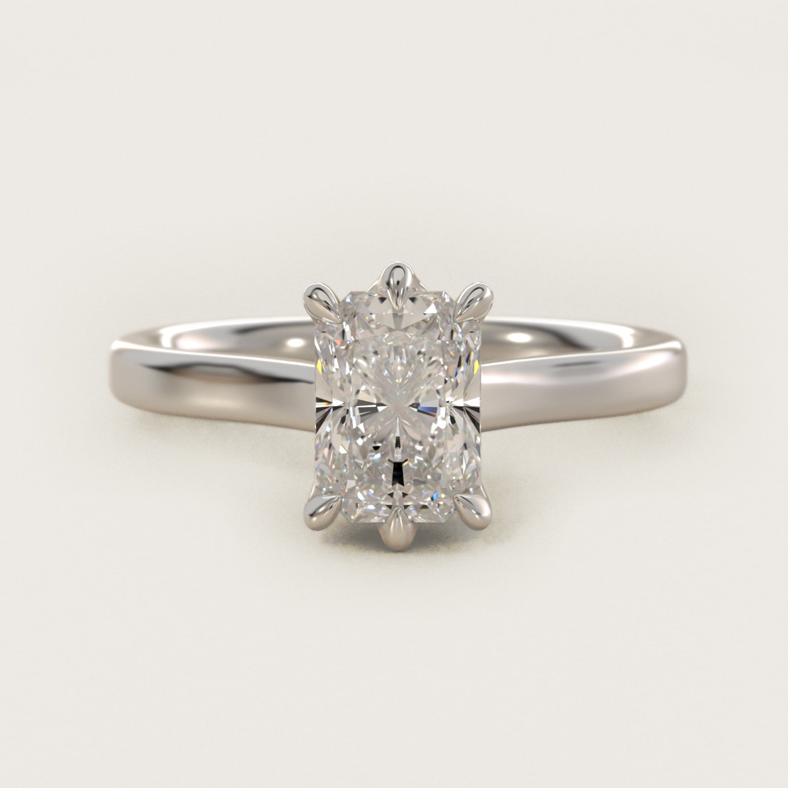 The Gallery Collection Six-Prong Trellis Solitaire Diamond Engagement Ring in Platinum - Radiant Center
