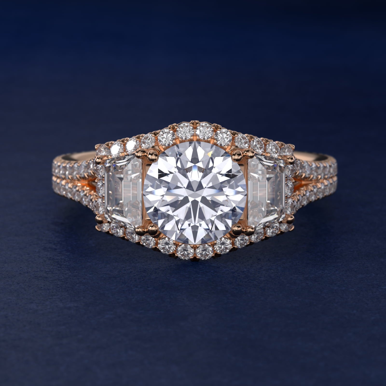 The Gallery Collection? Floating Diamond Engagement Ring in 18k Rose Gold (1/3 ct. tw.) - Round Center