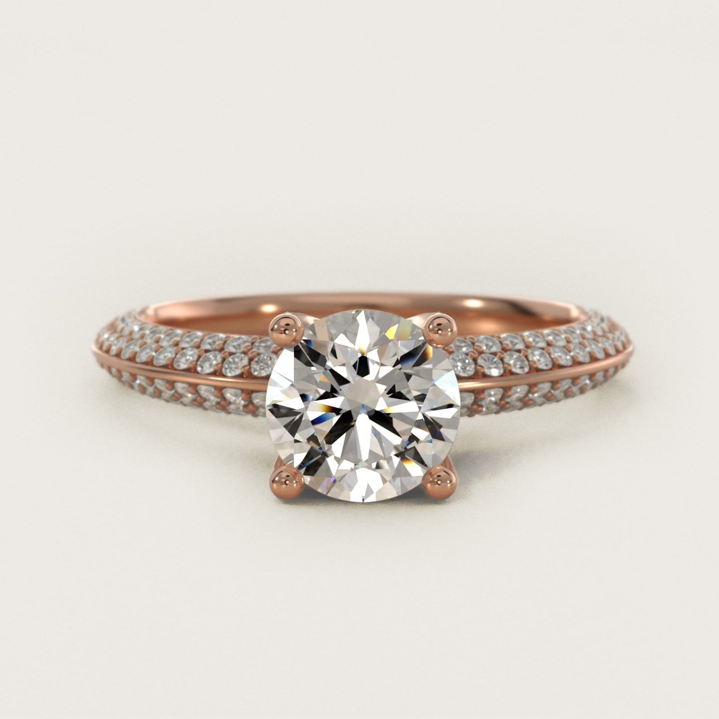 The Gallery Collection™ Knife Edge MicropavŽ Diamond Engagement Ring in 18k Rose Gold (3/8 ct. tw.) - Round Center