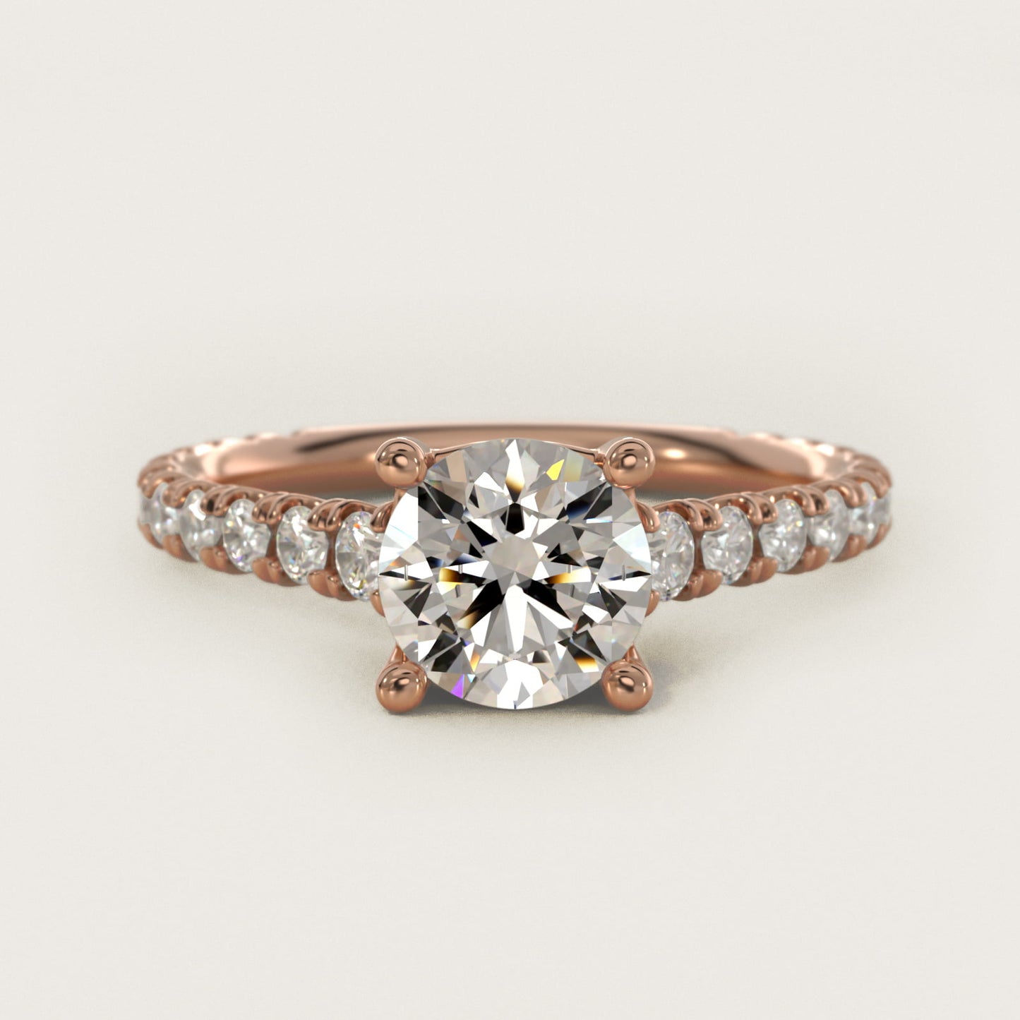 The Gallery Collection™ Cathedral PavŽ Diamond Engagement Ring in 14k Rose Gold (5/8 ct. tw.) - Round Center
