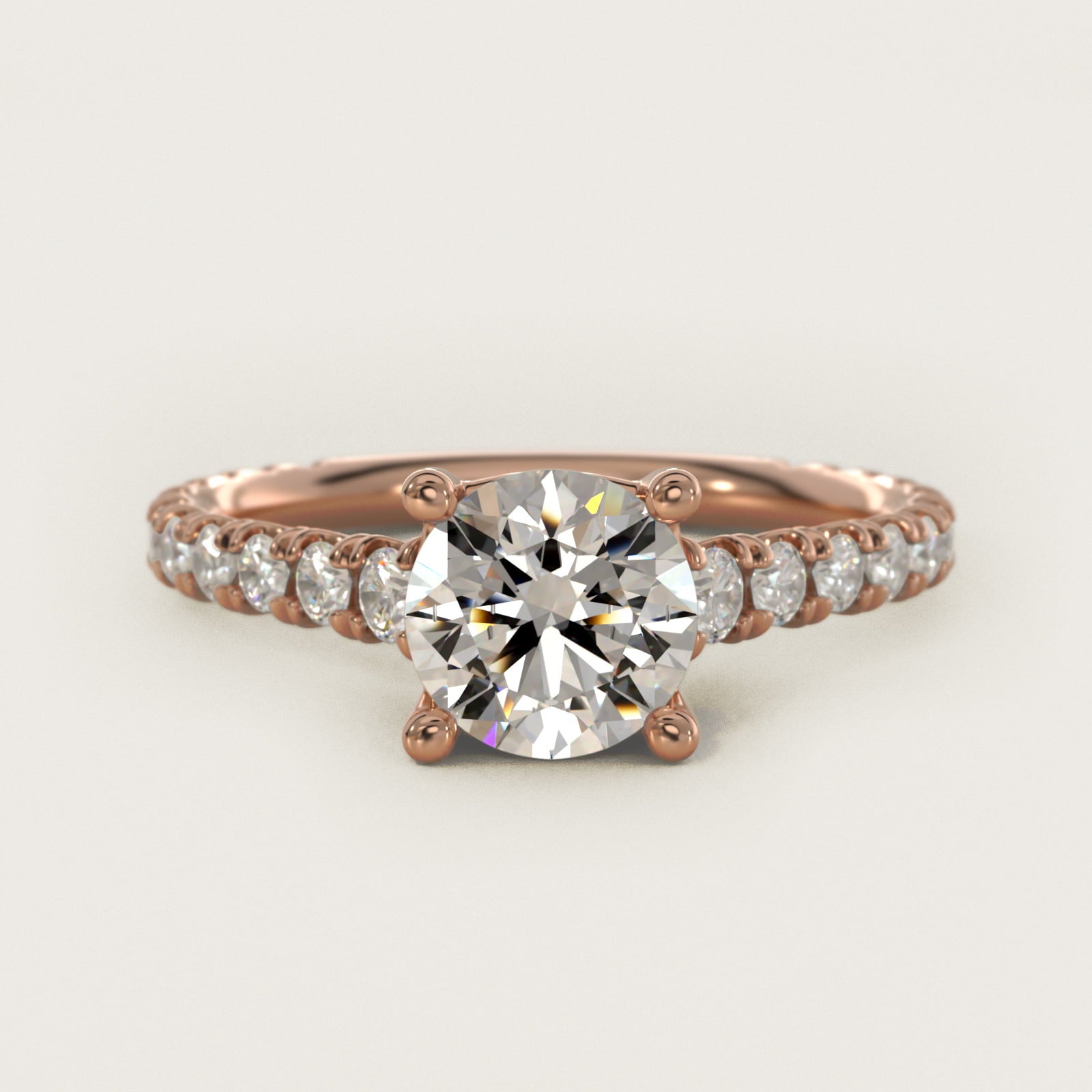 The Gallery Collection™ Cathedral PavŽ Diamond Engagement Ring in 14k Rose Gold (5/8 ct. tw.) - Round Center