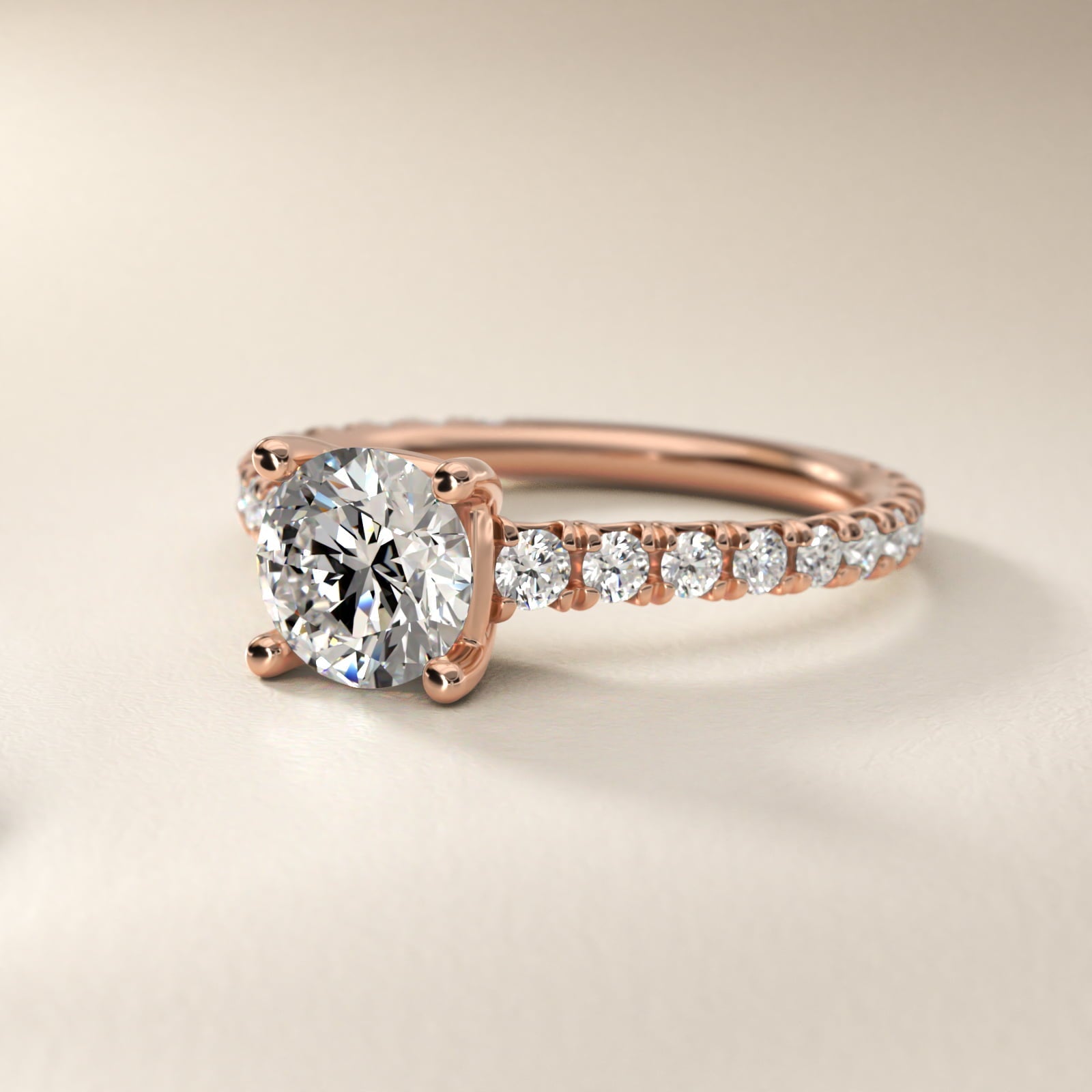 The Gallery Collection? Cathedral Pav? Diamond Engagement Ring in 18k Rose Gold (5/8 ct. tw.) - Round Center