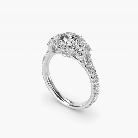 The Gallery Collection? Cathedral Pav? Diamond Engagement Ring in 18k White Gold (5/8 ct. tw.) - Round Center