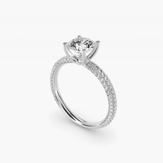 The Gallery Collection™ Rolled MicropavŽ Diamond Engagement Ring in 14k White Gold (3/8 ct. tw.) - Round Center