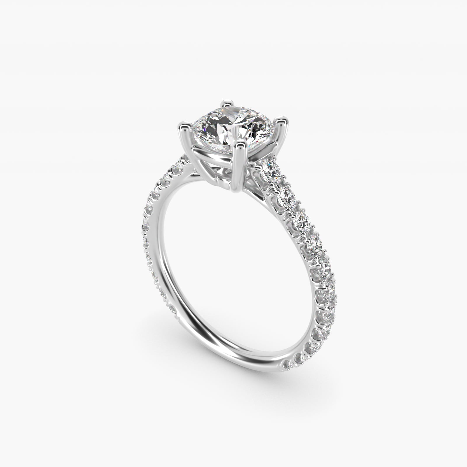 The Gallery Collection™ Cathedral PavŽ Diamond Engagement Ring in 14k White Gold (5/8 ct. tw.) - Round Center