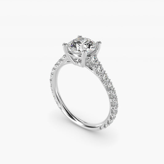 The Gallery Collection™ Cathedral PavŽ Diamond Engagement Ring in 14k White Gold (5/8 ct. tw.) - Round Center