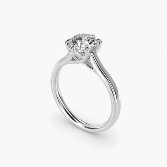 The Gallery Collection Six-Prong Trellis Solitaire Diamond Engagement Ring in 18k White Gold - Round Center
