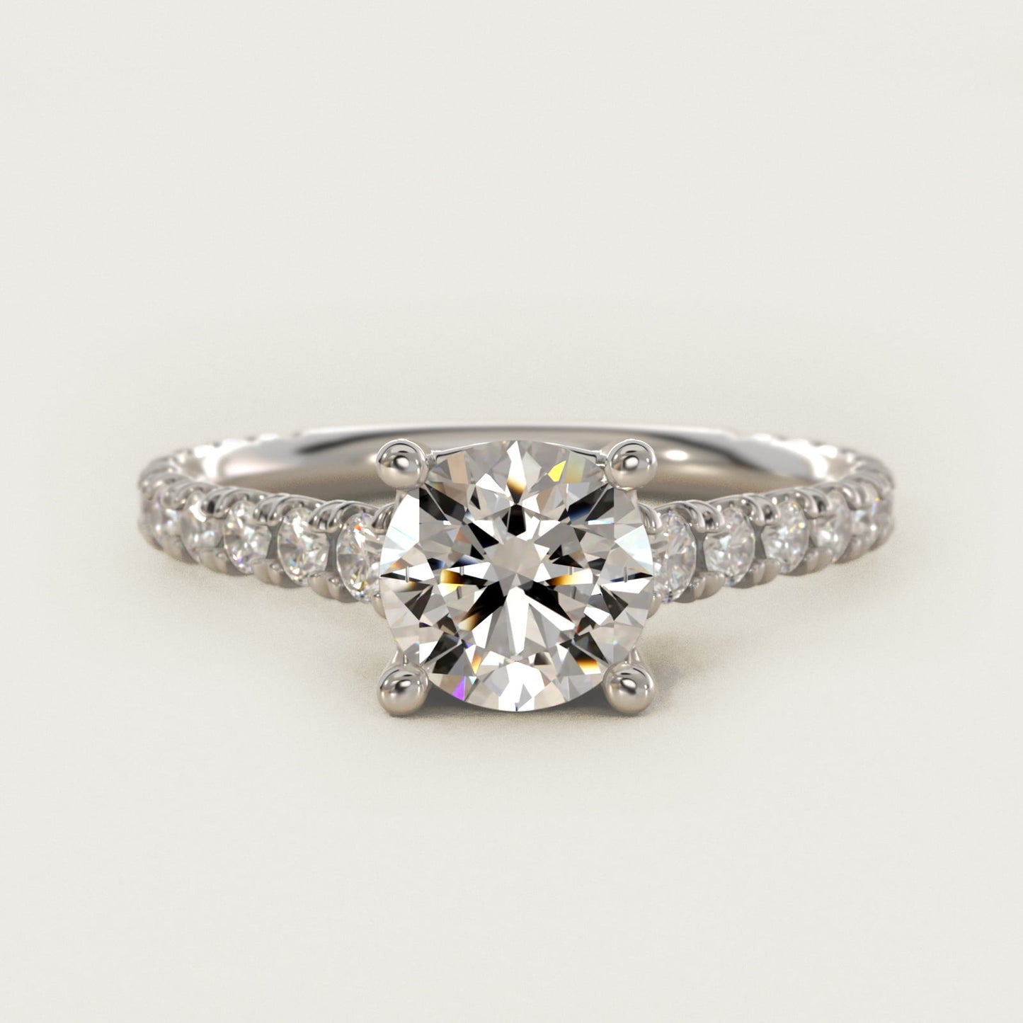 The Gallery Collection™ Cathedral PavŽ Diamond Engagement Ring in 14k White Gold (5/8 ct. tw.) - Round Center