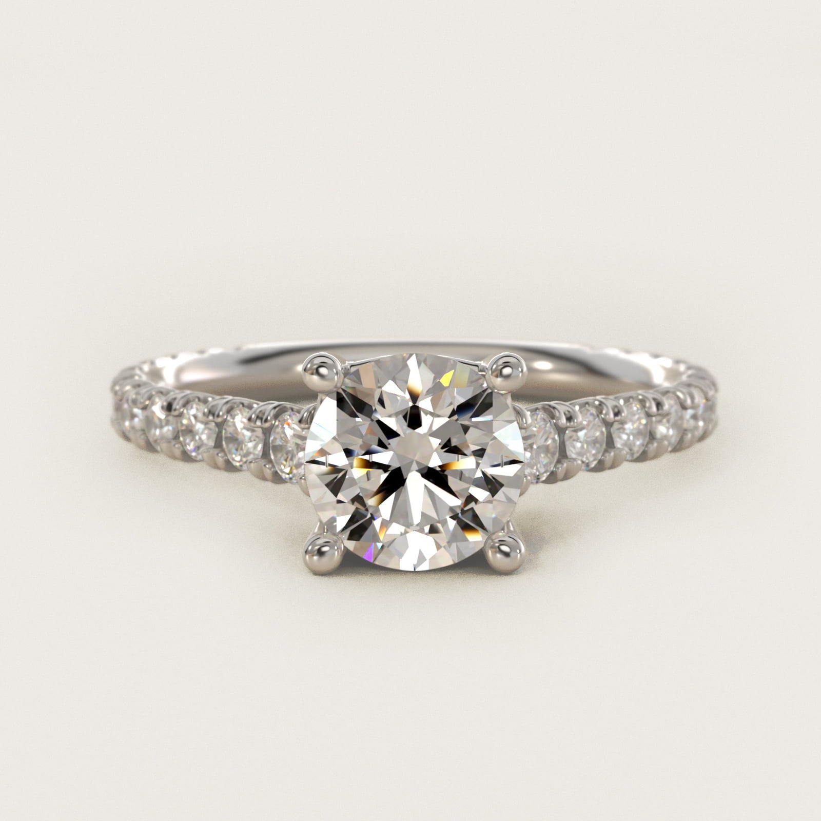 The Gallery Collection™ Cathedral PavŽ Diamond Engagement Ring in 14k White Gold (5/8 ct. tw.) - Round Center