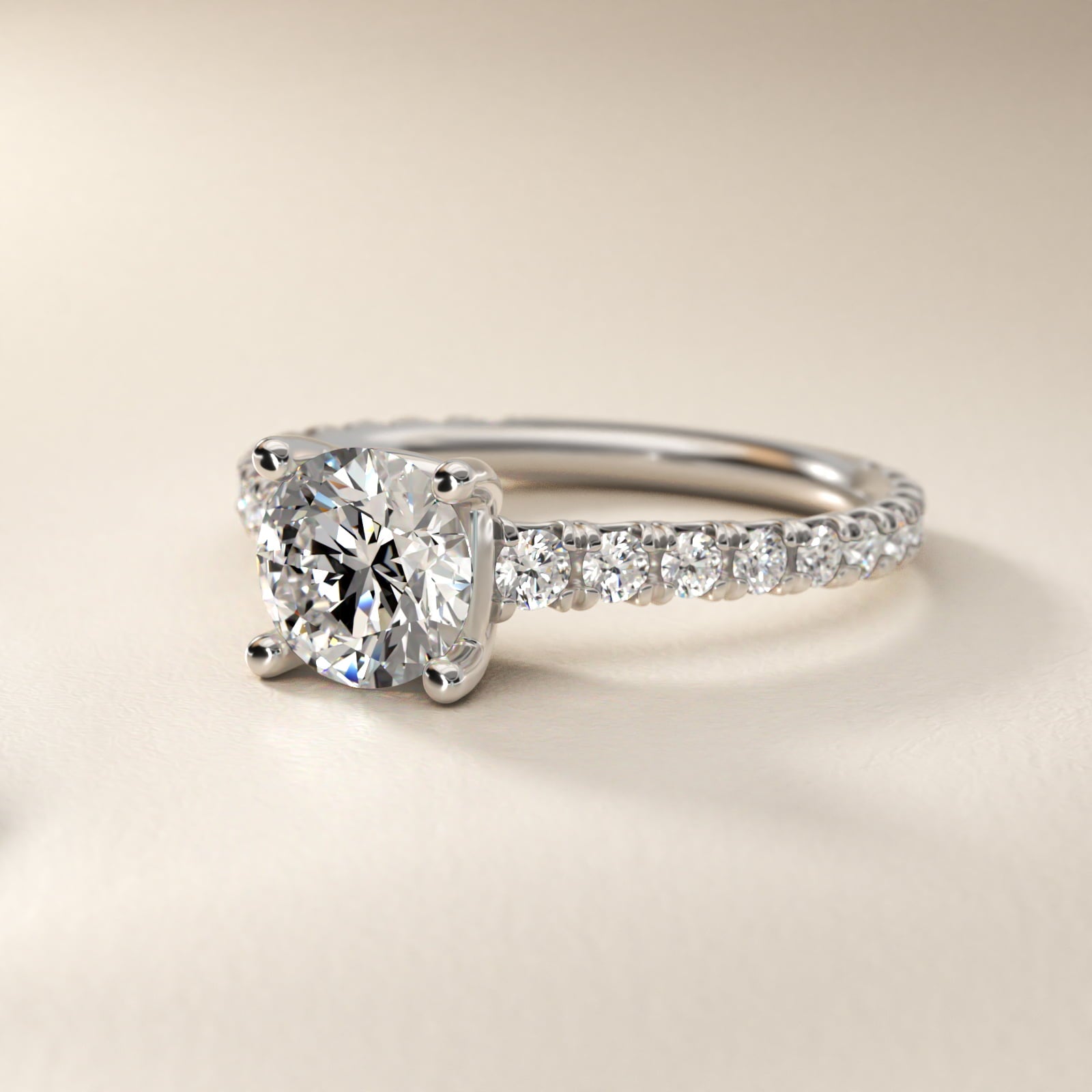 The Gallery Collection™ Cathedral PavŽ Diamond Engagement Ring in 14k White Gold (5/8 ct. tw.) - Round Center