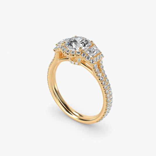 The Gallery Collection? Cathedral Pav? Diamond Engagement Ring in 18k Yellow Gold (5/8 ct. tw.) - Round Center