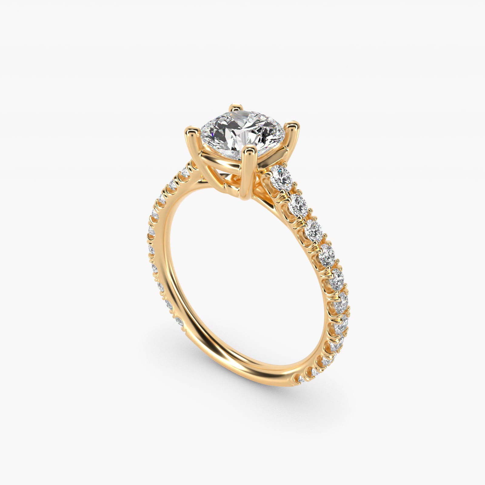 The Gallery Collection™ Cathedral PavŽ Diamond Engagement Ring in 14K Yellow Gold (5/8 ct. tw.) - Round Center