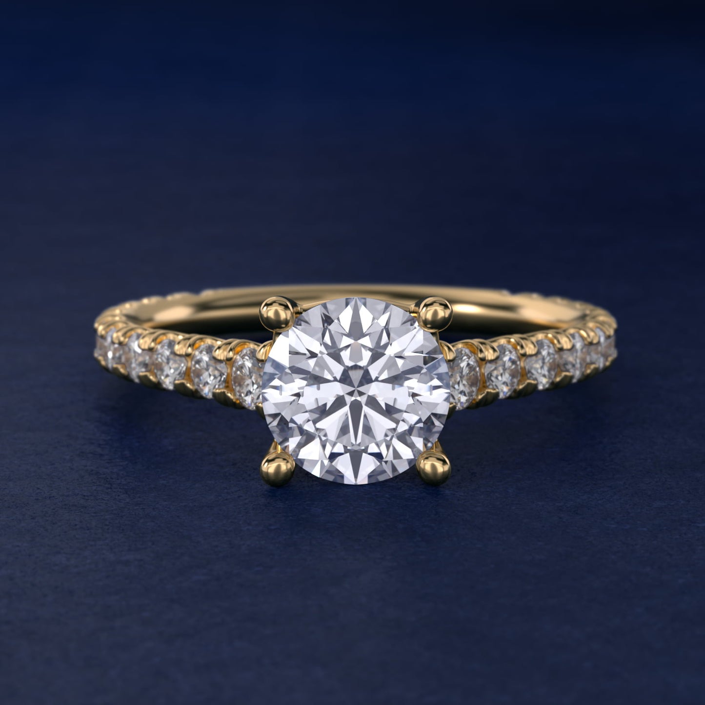 The Gallery Collection™ Cathedral PavŽ Diamond Engagement Ring in 14K Yellow Gold (5/8 ct. tw.) - Round Center