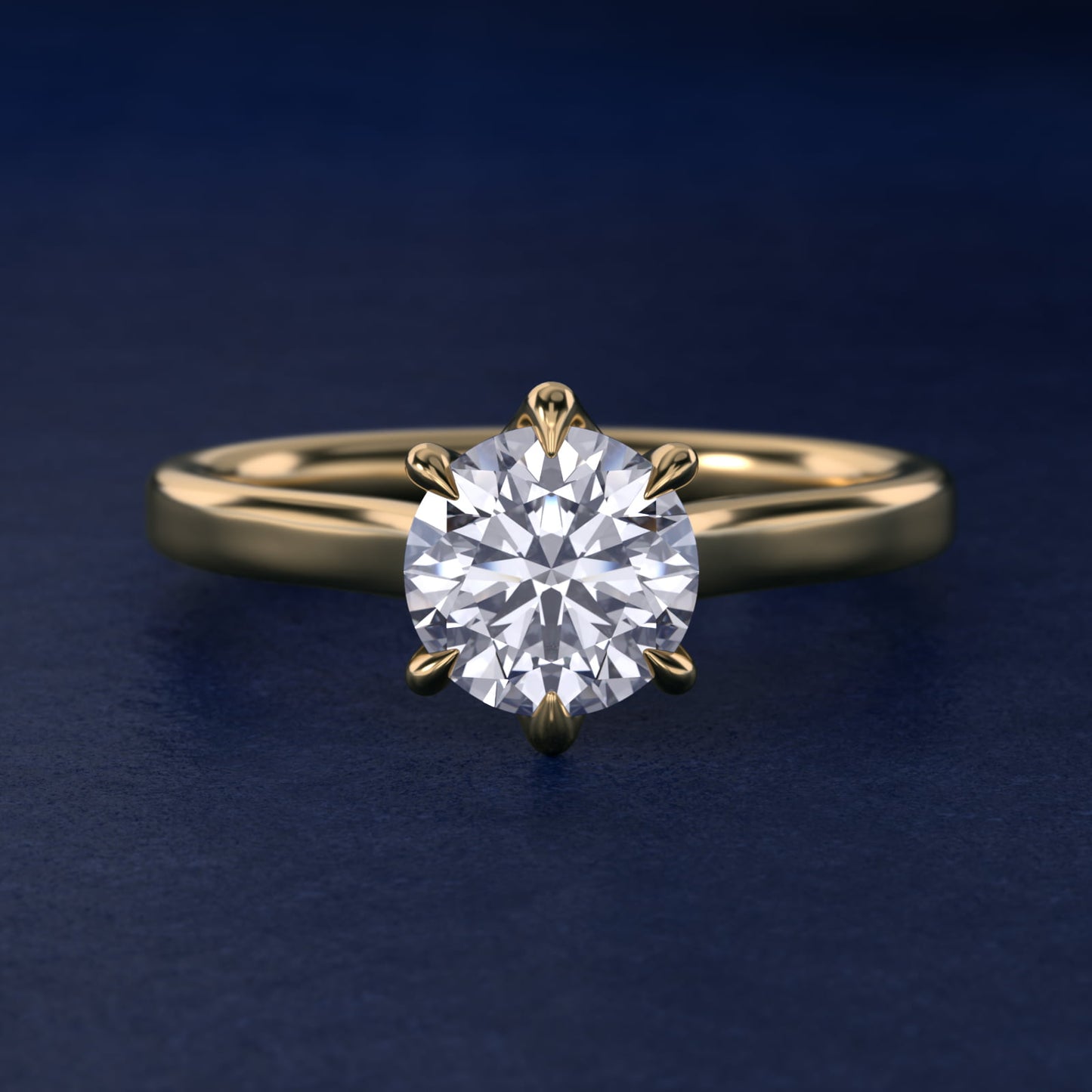 The Gallery Collection Six-Prong Trellis Solitaire Diamond Engagement Ring in 14K Yellow Gold - Round Center
