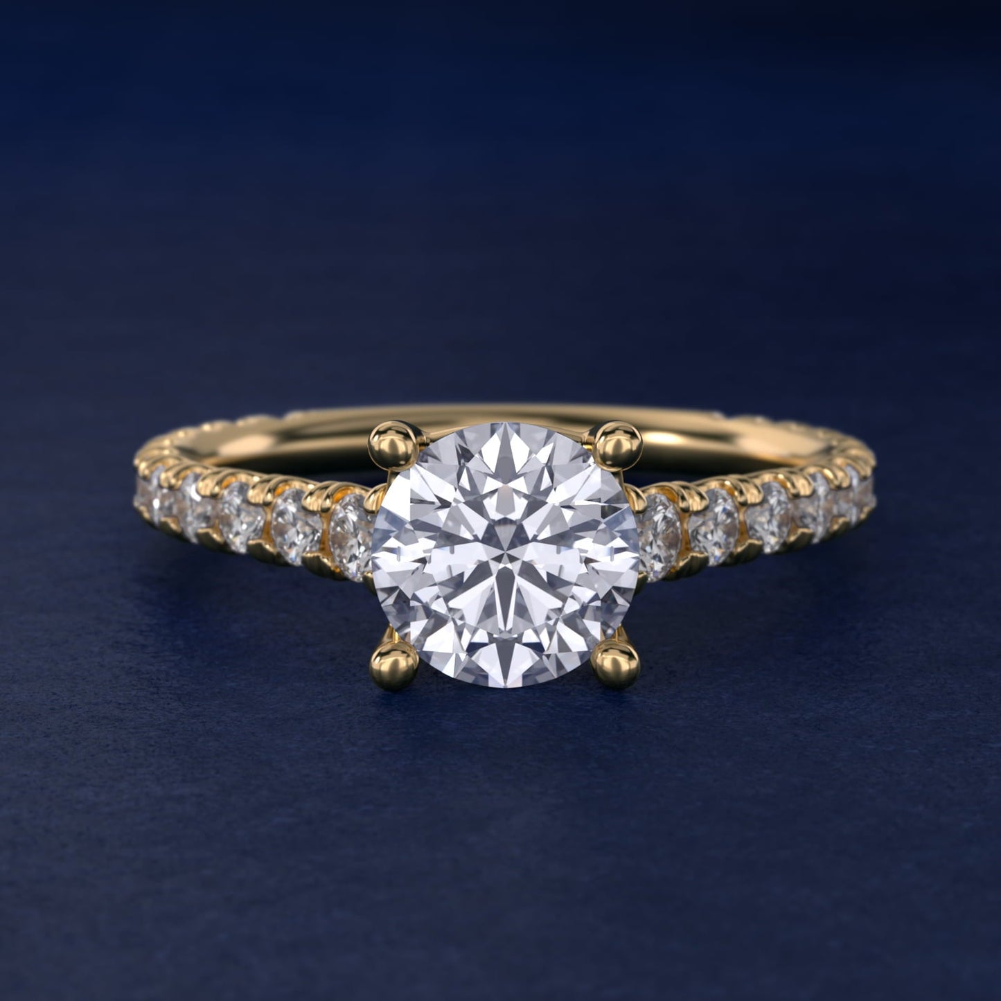 The Gallery Collection? Cathedral Pav? Diamond Engagement Ring in 18k Yellow Gold (5/8 ct. tw.) - Round Center