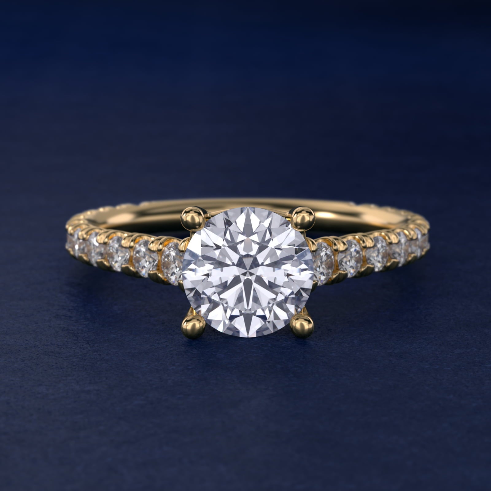 The Gallery Collection? Cathedral Pav? Diamond Engagement Ring in 18k Yellow Gold (5/8 ct. tw.) - Round Center