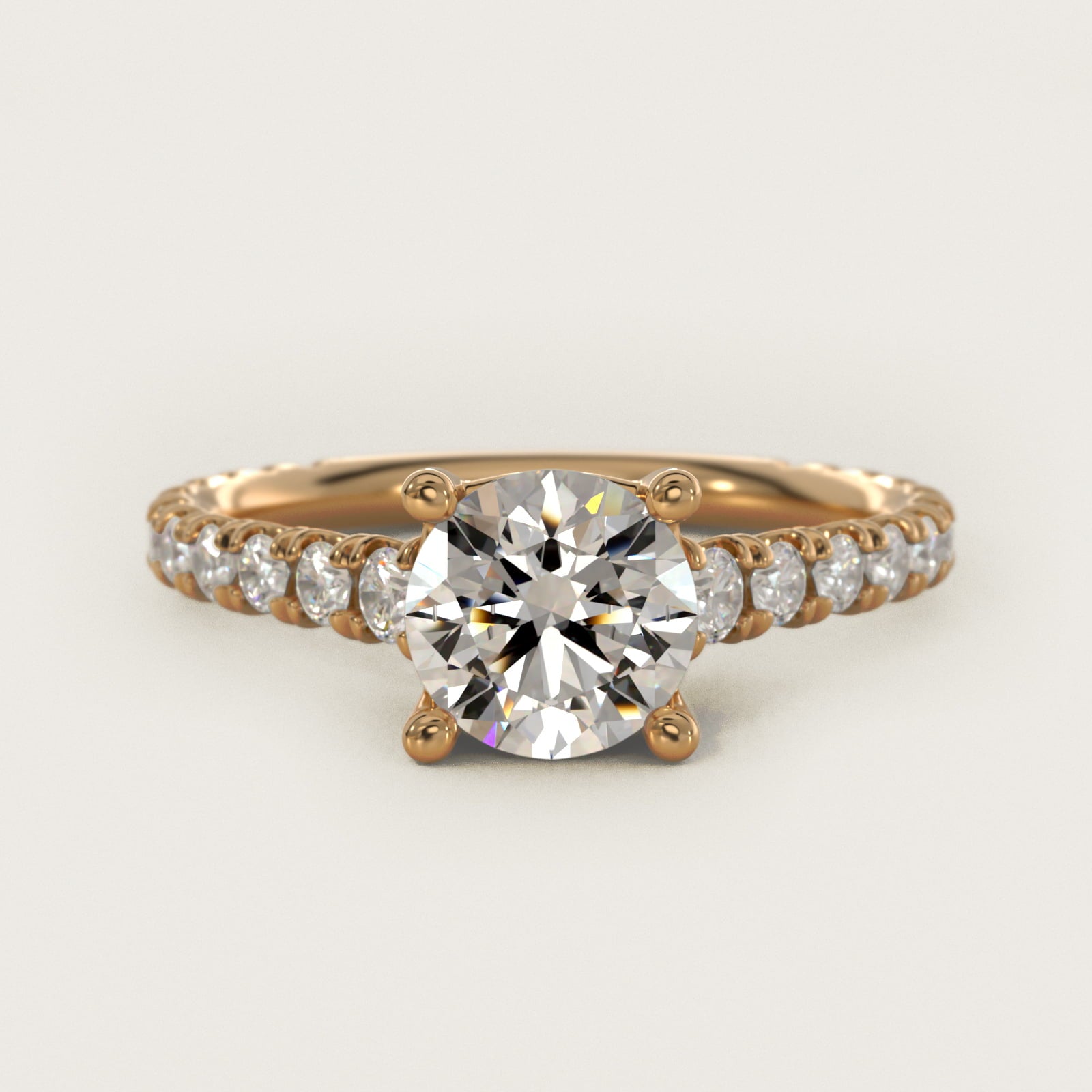 The Gallery Collection™ Cathedral PavŽ Diamond Engagement Ring in 14K Yellow Gold (5/8 ct. tw.) - Round Center