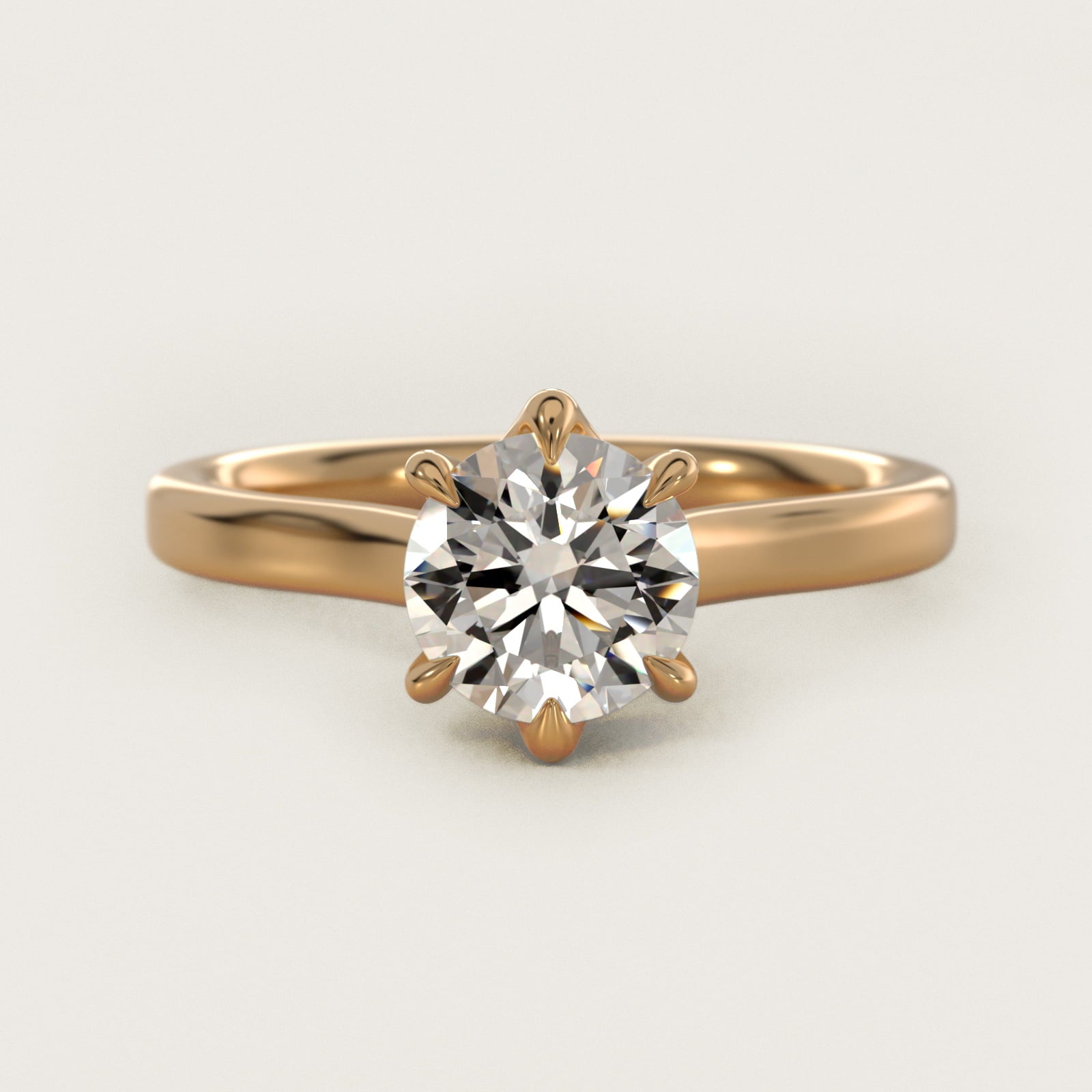 The Gallery Collection Six-Prong Trellis Solitaire Diamond Engagement Ring in 18k Yellow Gold - Round Center