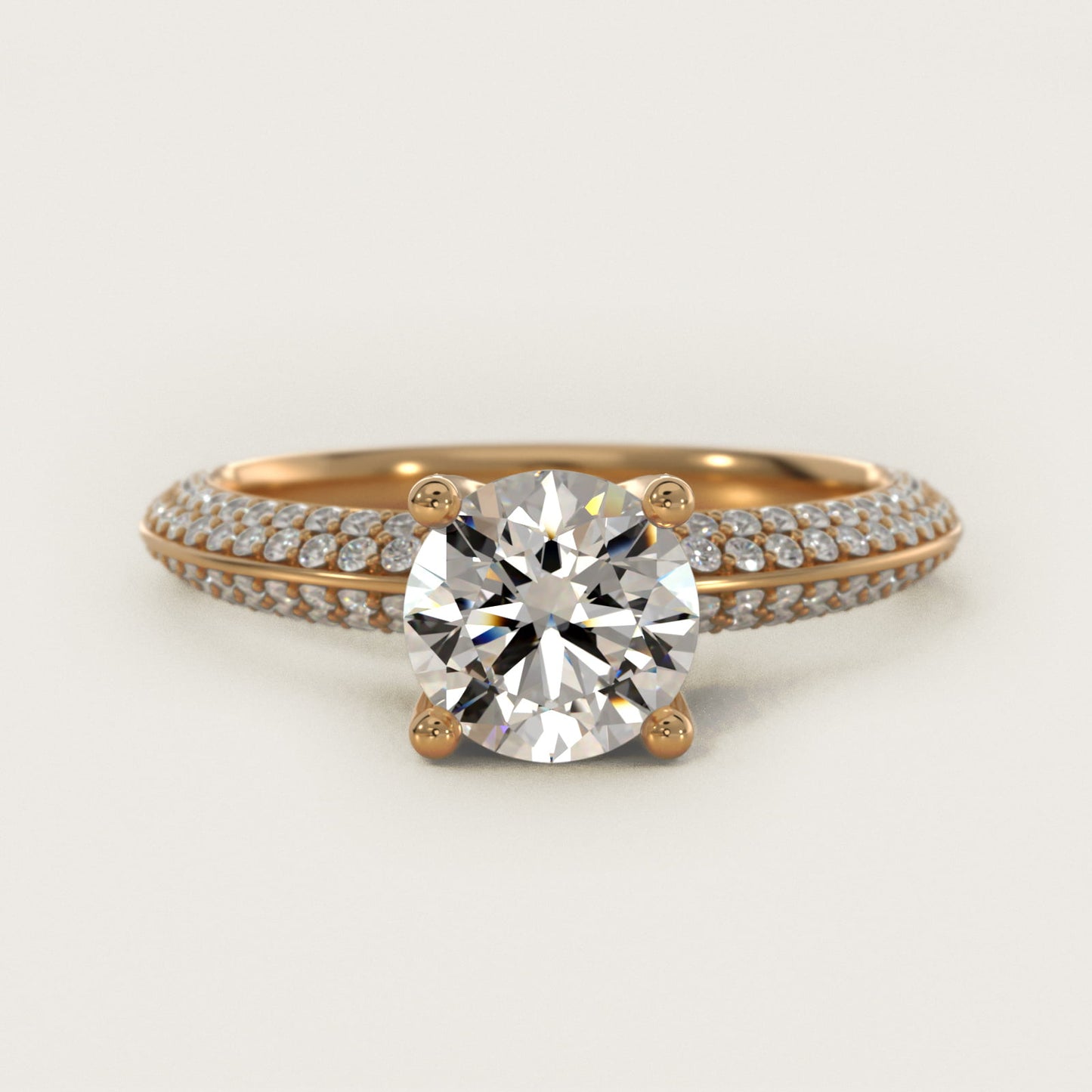 The Gallery Collection™ Knife Edge MicropavŽ Diamond Engagement Ring in 14K Yellow Gold (3/8 ct. tw.) - Round Center
