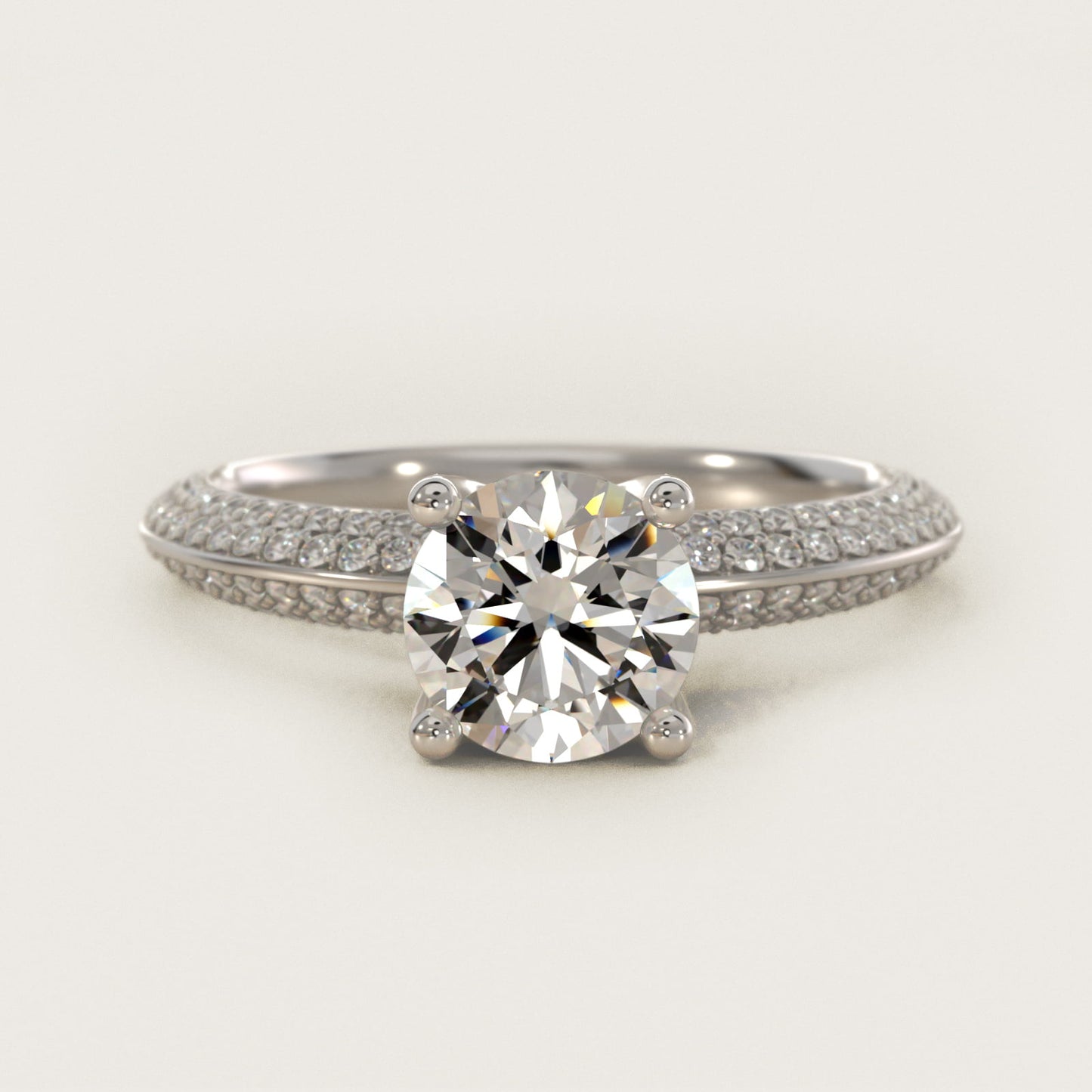 The Gallery Collection™ Knife Edge MicropavŽ Diamond Engagement Ring in Platinum (3/8 ct. tw.) - Round Center