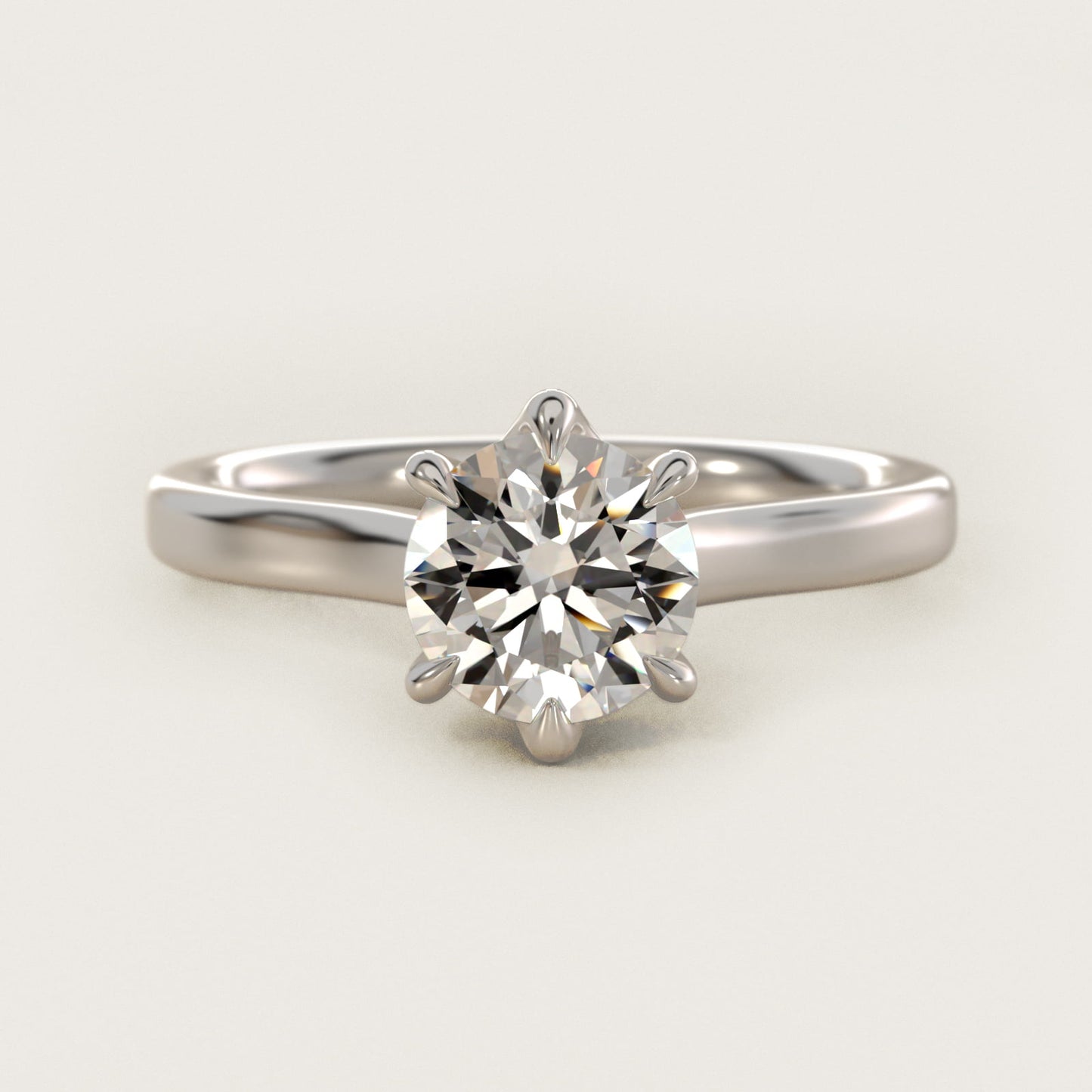 The Gallery Collection Six-Prong Trellis Solitaire Diamond Engagement Ring in Platinum - Round Center