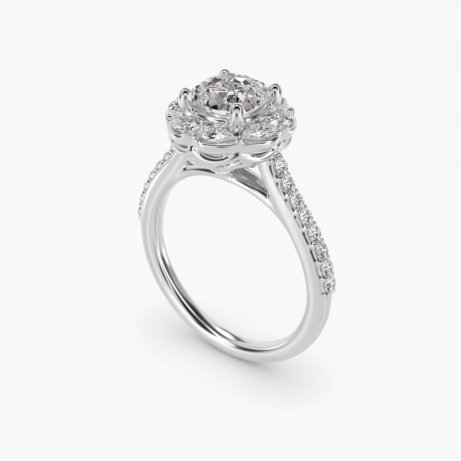The Ritz Emerald Halo Diamond Engagement Ring in Platinum (1/2 ct. tw.) - Cushion Center