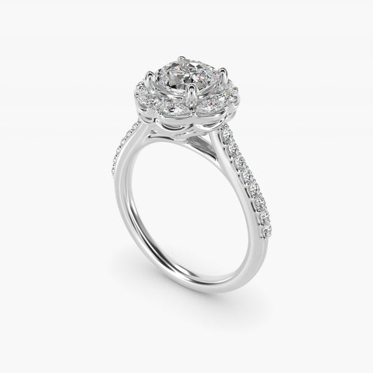 The Ritz Emerald Halo Diamond Engagement Ring in Platinum (1/2 ct. tw.) - Cushion Center