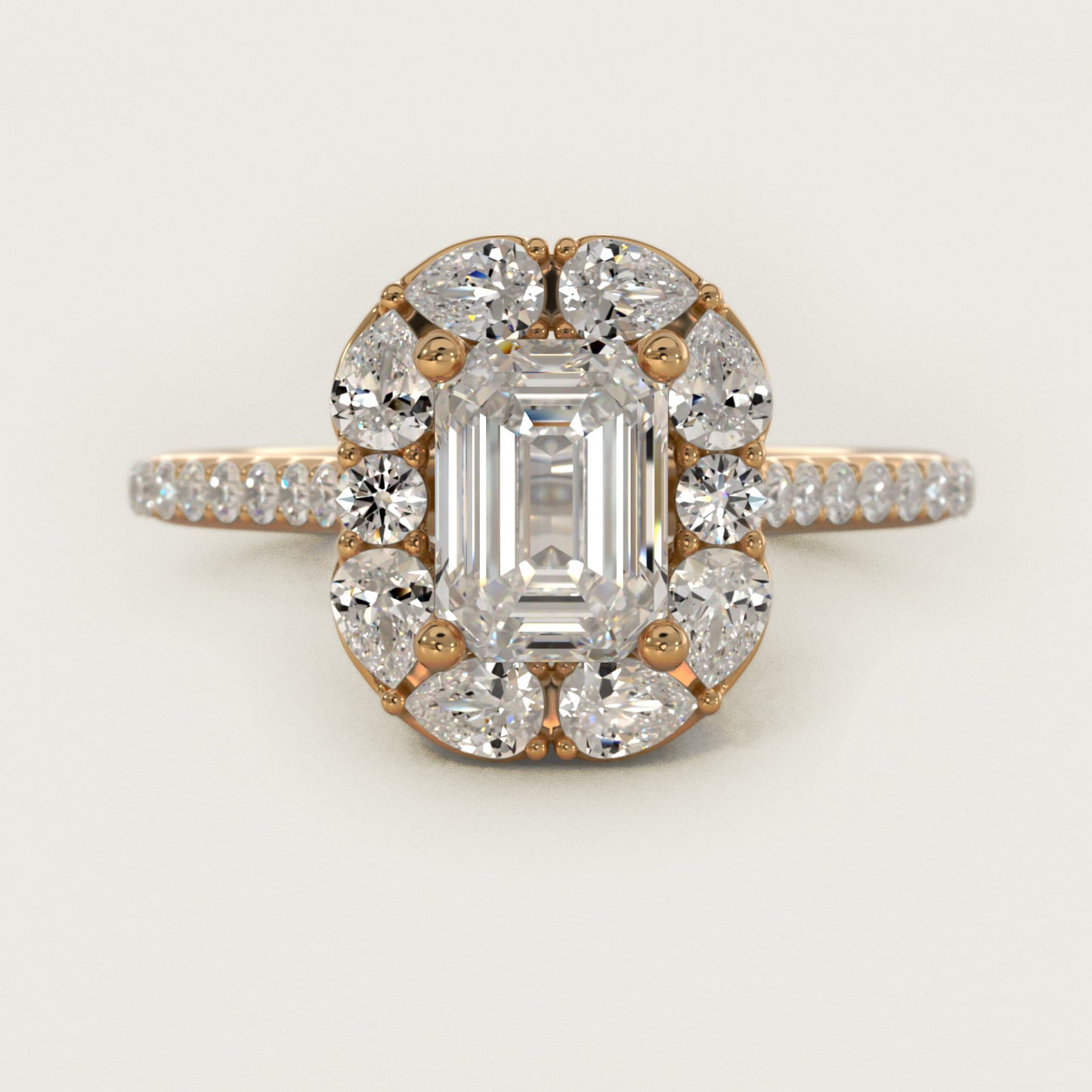 The Ritz Emerald Halo Diamond Engagement Ring in 14K Yellow Gold (1/2 ct. tw.) - Emerald Center