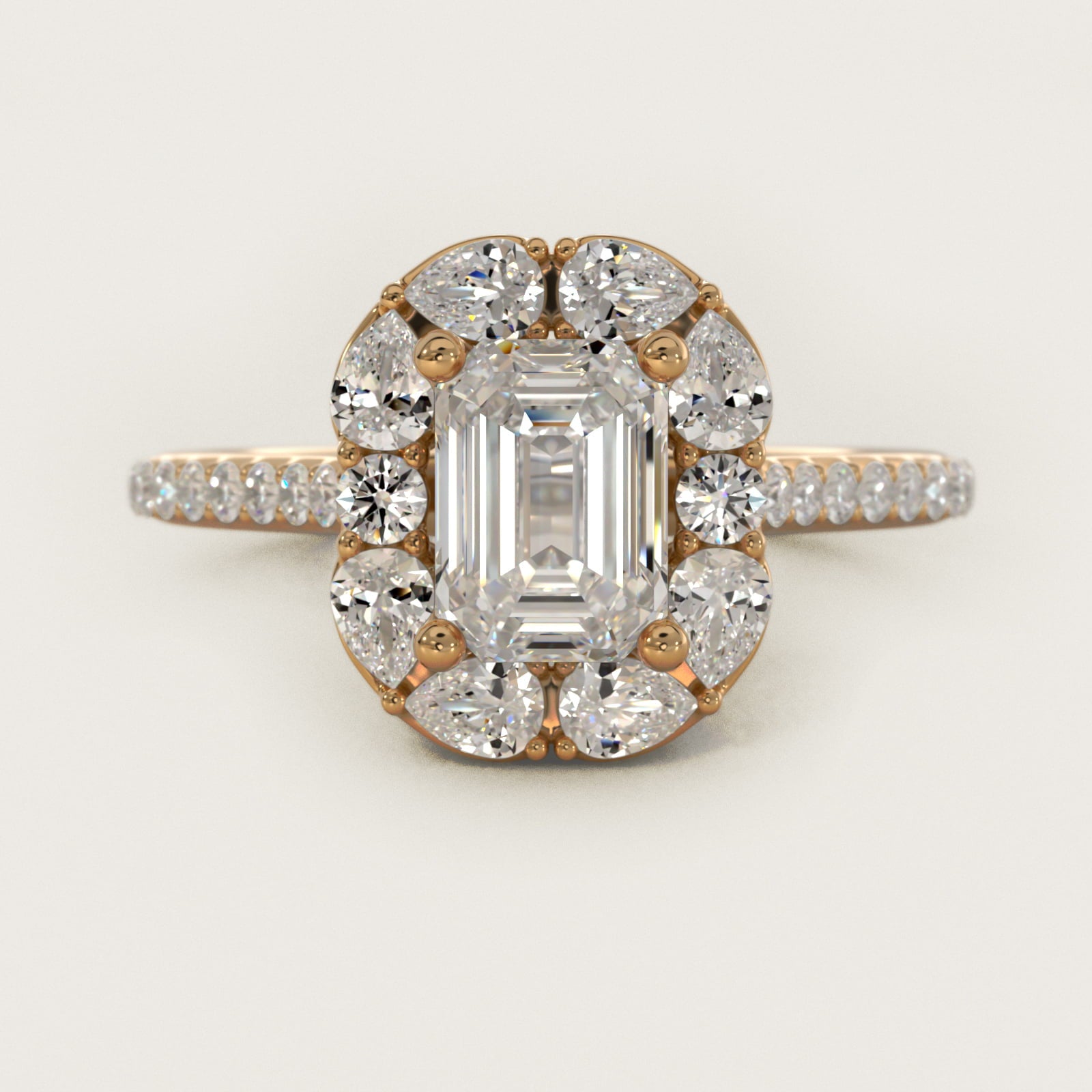 The Ritz Emerald Halo Diamond Engagement Ring in 14K Yellow Gold (1/2 ct. tw.) - Emerald Center