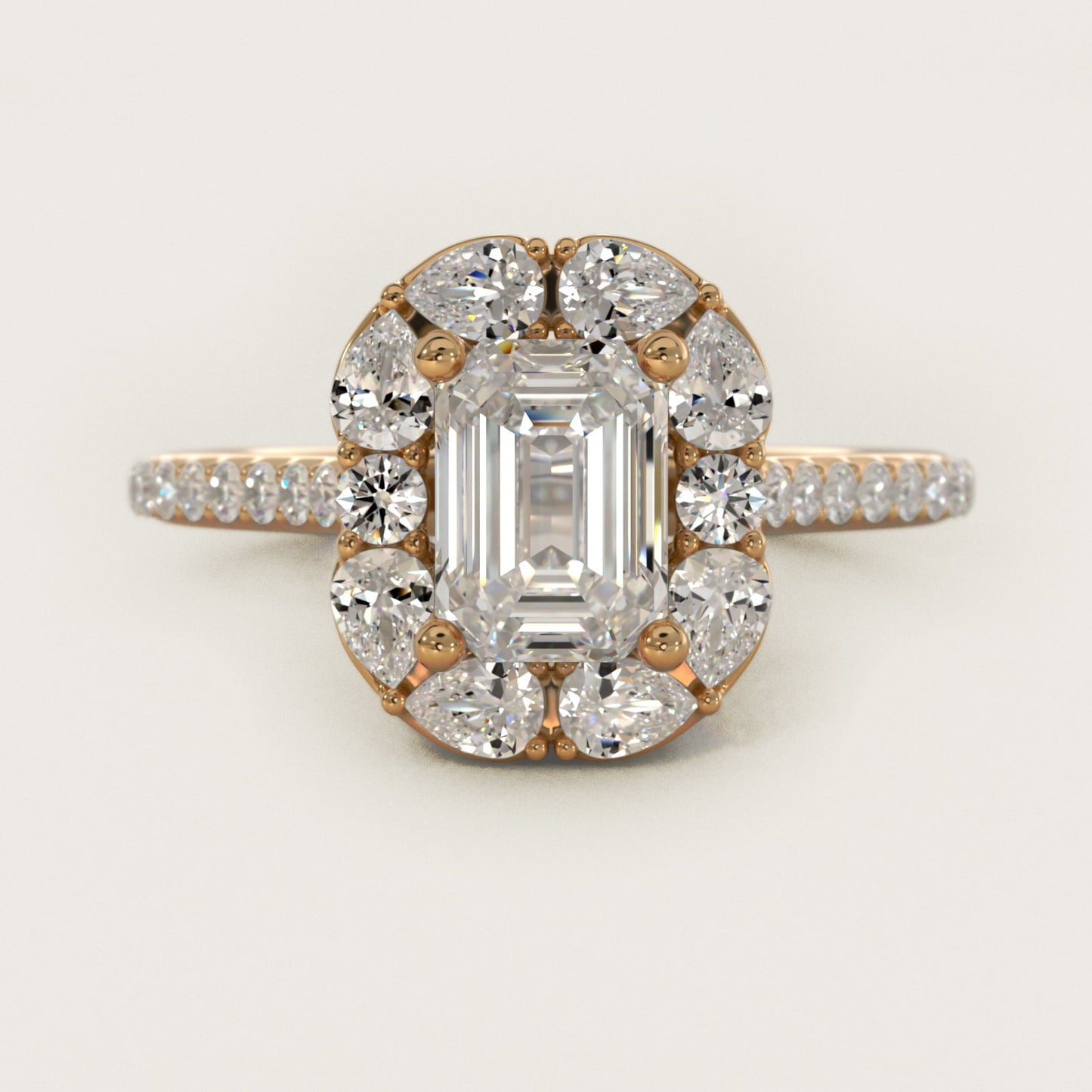 The Ritz Emerald Halo Diamond Engagement Ring in 18k Yellow Gold (1/2 ct. tw.) - Emerald Center