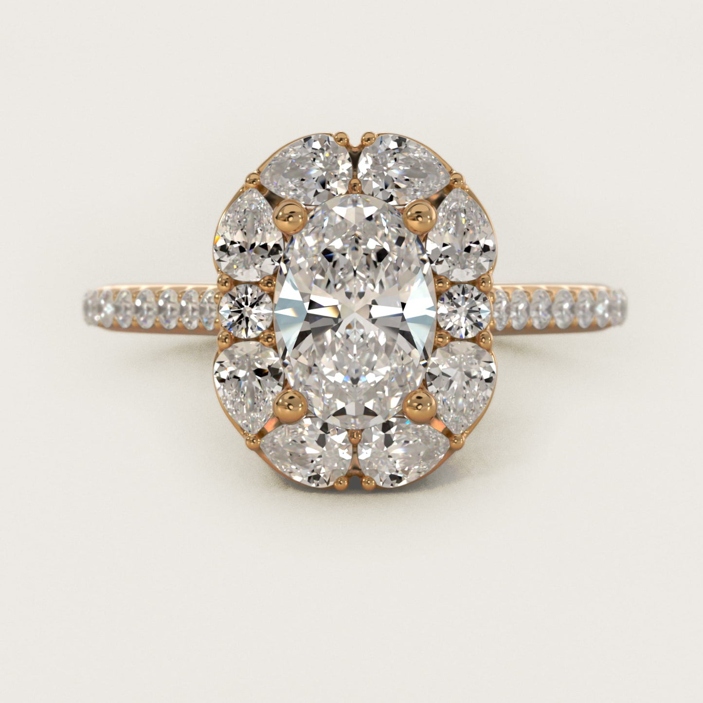 The Ritz Emerald Halo Diamond Engagement Ring in 14K Yellow Gold (1/2 ct. tw.) - Oval Center