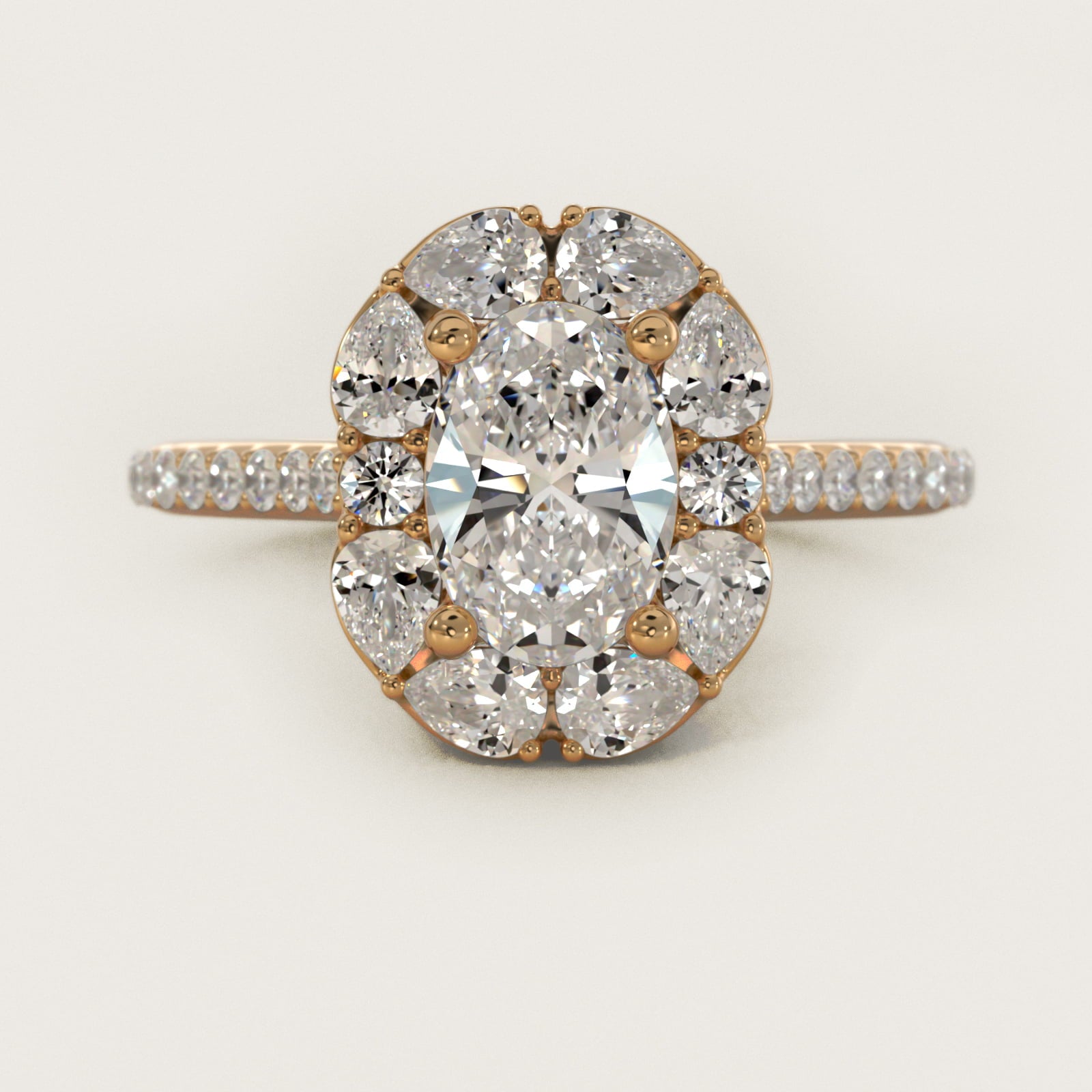The Ritz Emerald Halo Diamond Engagement Ring in 14K Yellow Gold (1/2 ct. tw.) - Oval Center