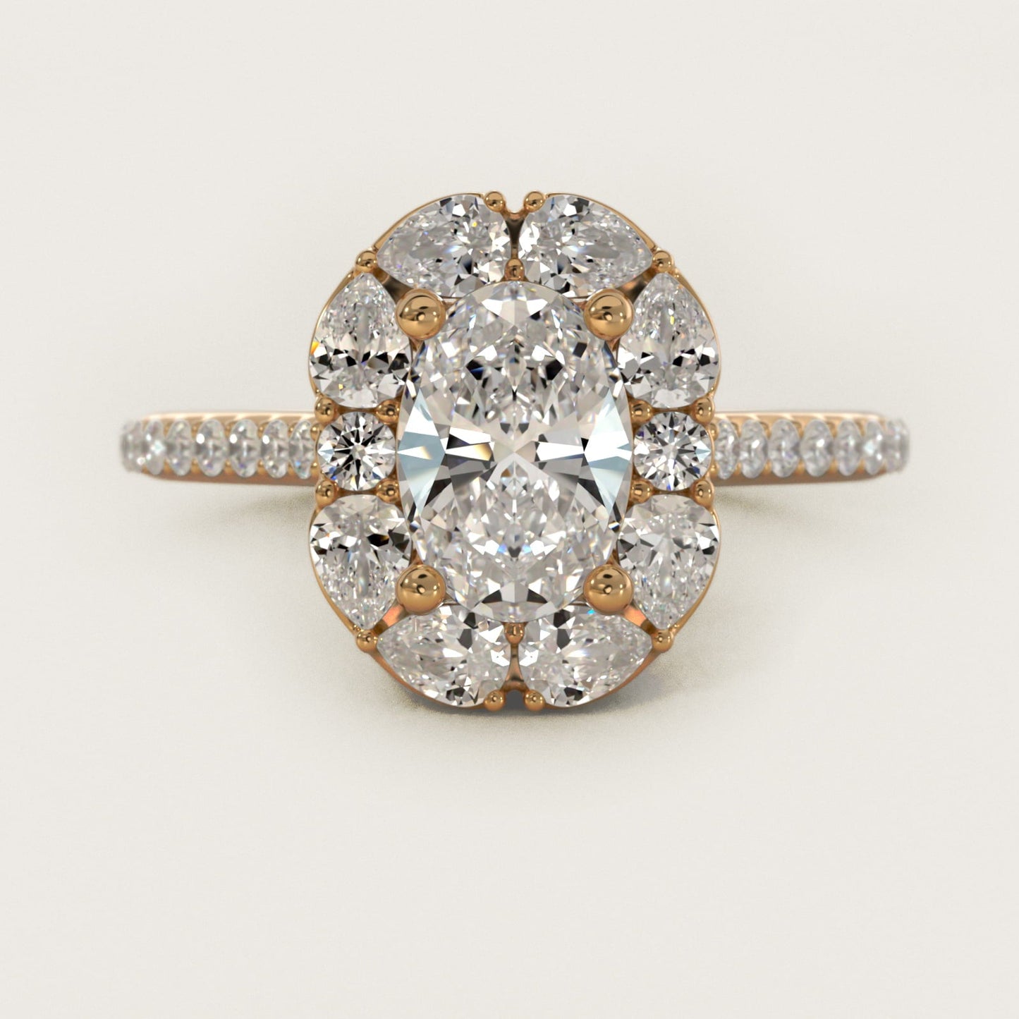 The Ritz Emerald Halo Diamond Engagement Ring in 18k Yellow Gold (1/2 ct. tw.) - Oval Center