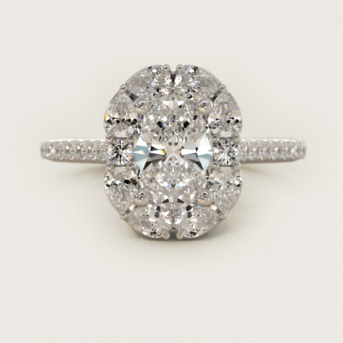 The Ritz Emerald Halo Diamond Engagement Ring in Platinum (1/2 ct. tw.) - Oval Center