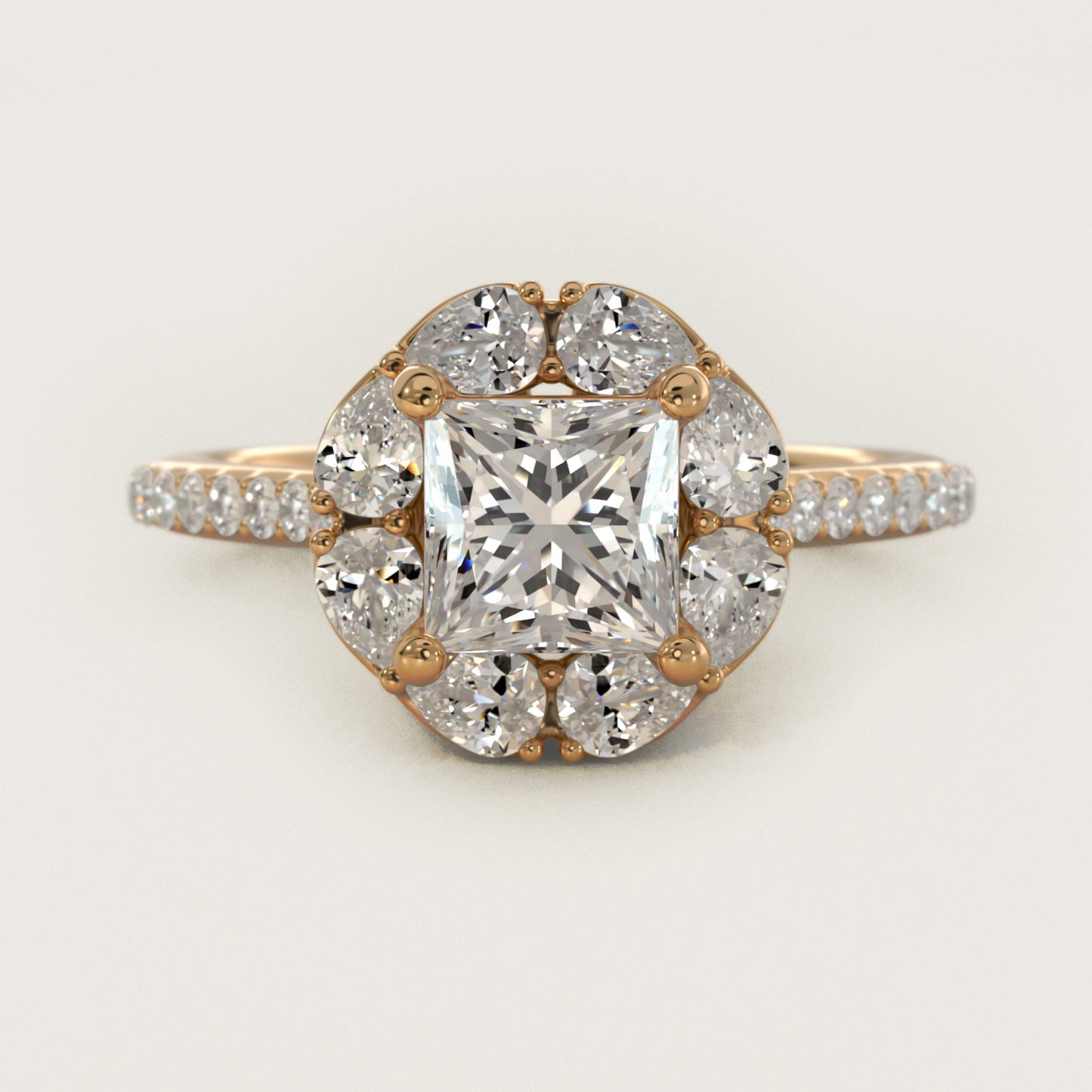 The Ritz Emerald Halo Diamond Engagement Ring in 14K Yellow Gold (1/2 ct. tw.) - Princess Center