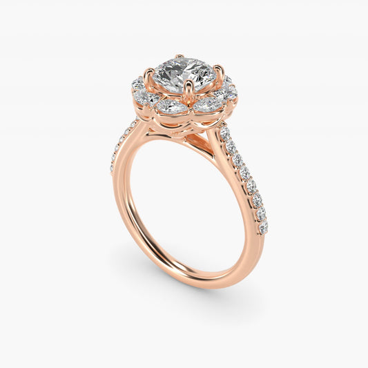 The Ritz Emerald Halo Diamond Engagement Ring in 18k Rose Gold (1/2 ct. tw.) - Round Center
