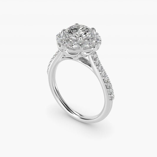 The Ritz Emerald Halo Diamond Engagement Ring in 14k White Gold (1/2 ct. tw.) - Round Center